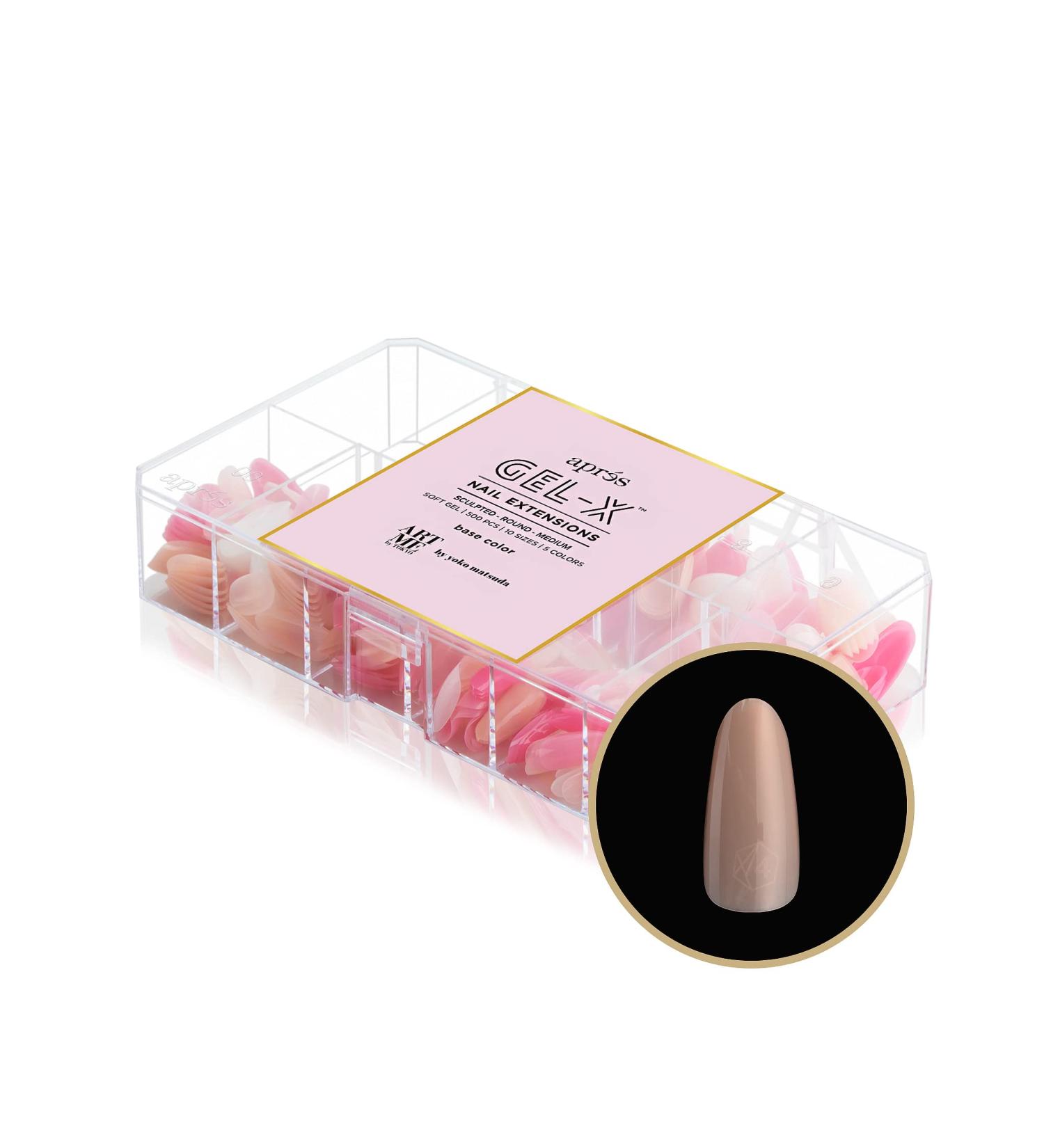 ArtMe x Apres Gel-X Sculpted Round Medium Tips Box | Base Color | 500 Gel-X Tips | Premium Quality | 10 Sizes 0-9 | 2022 Version - Buy Online on GoSupps.com
