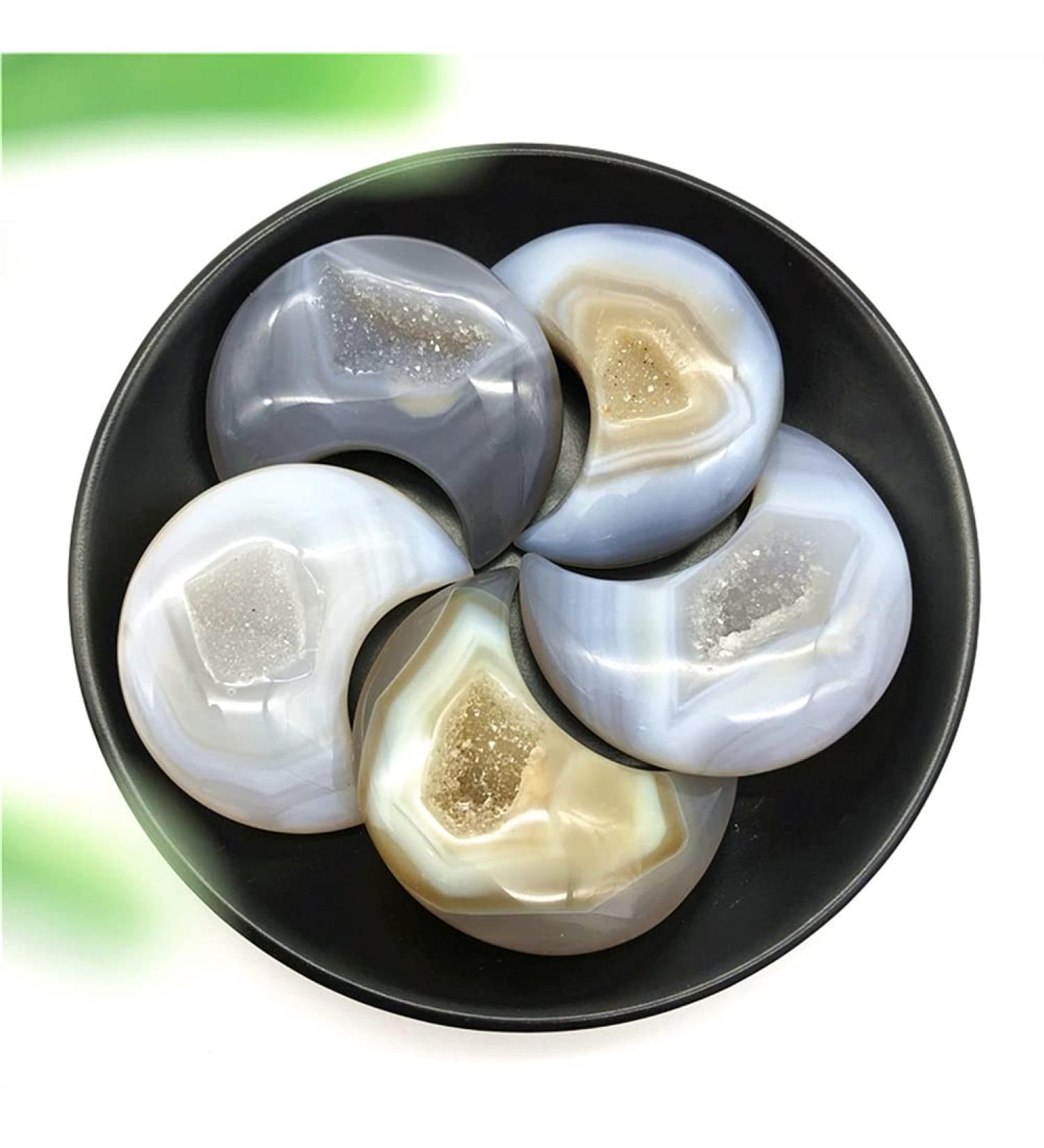 Natural Agate Geode Moon Shaped Crystal Cluster Half Moon Agate Geode Carved Crystal Stones Reiki Natural Stones and MineralsCrystal dingchi - Buy Online on GoSupps.com