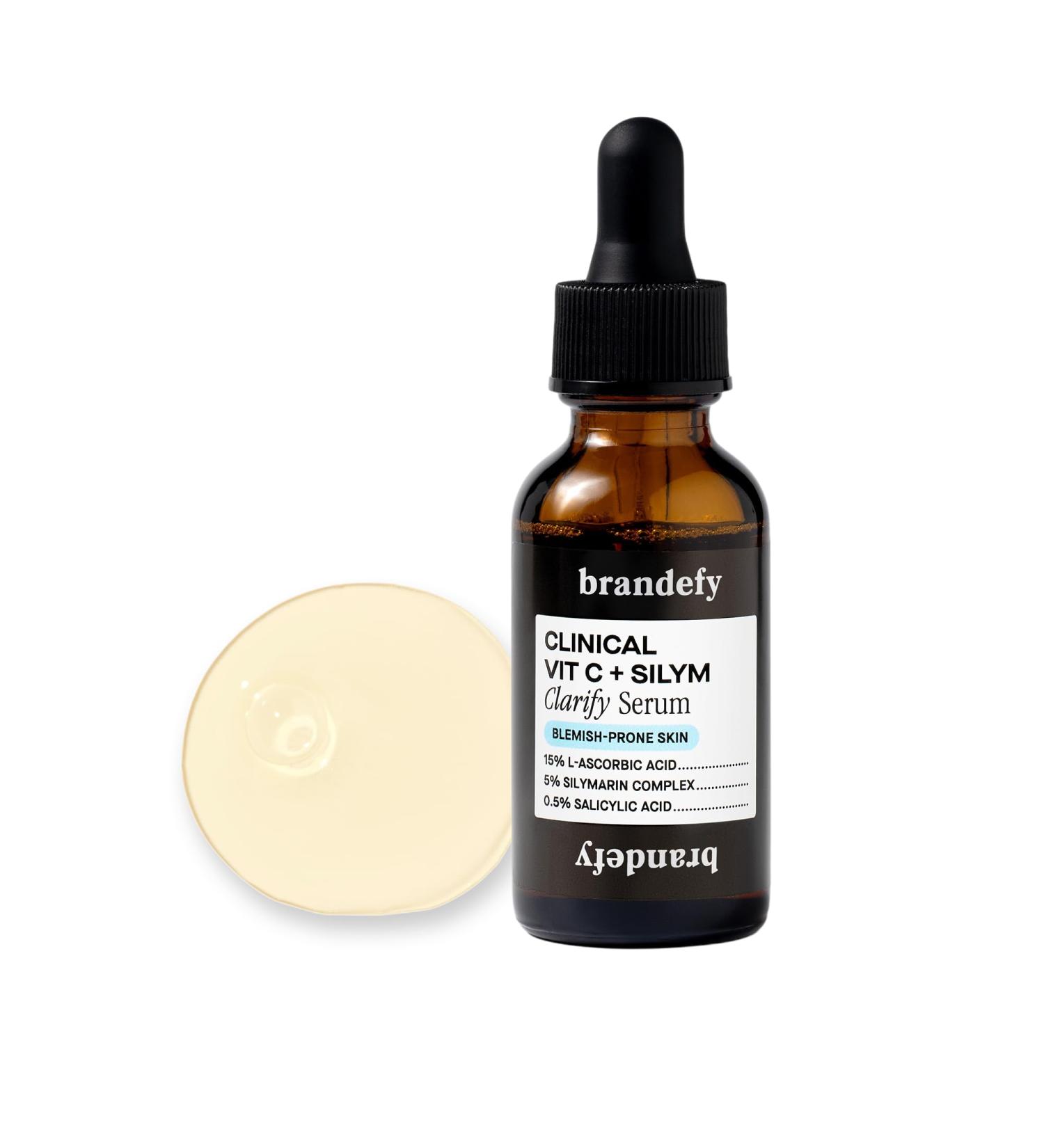 Brandefy Vitamin C + Silym Clarify Serum - Anti-Aging & Brightening for Blemish-Prone Skin | 1oz Made in USA - Buy Online on GoSupps.com