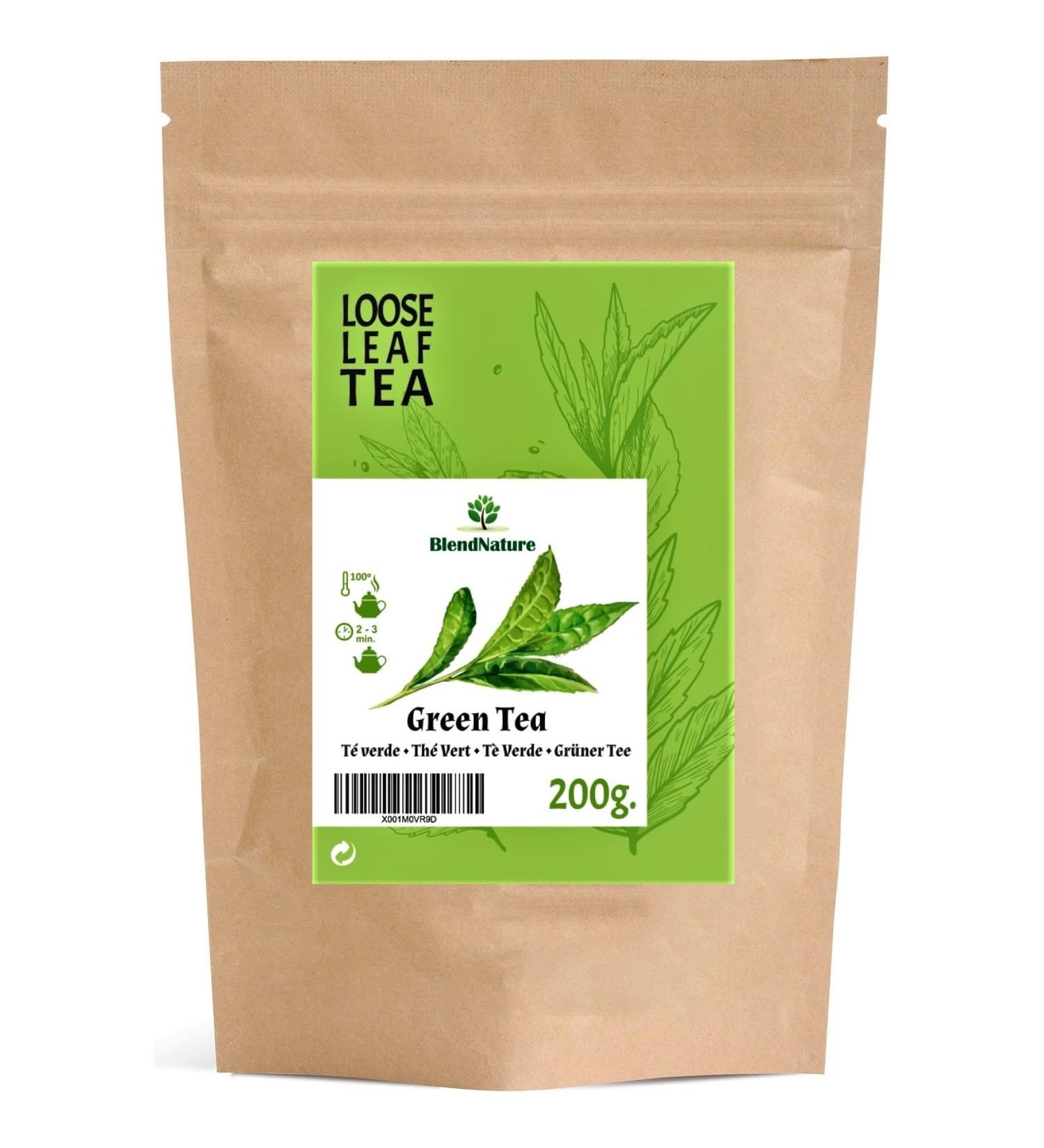 Th Vert Naturel Vrac 200g pour infusions + Cadeau Boule Infuseur Inox - Ar me et Couleur Intenses - Antioxydant Vegan - Buy Online on GoSupps.com