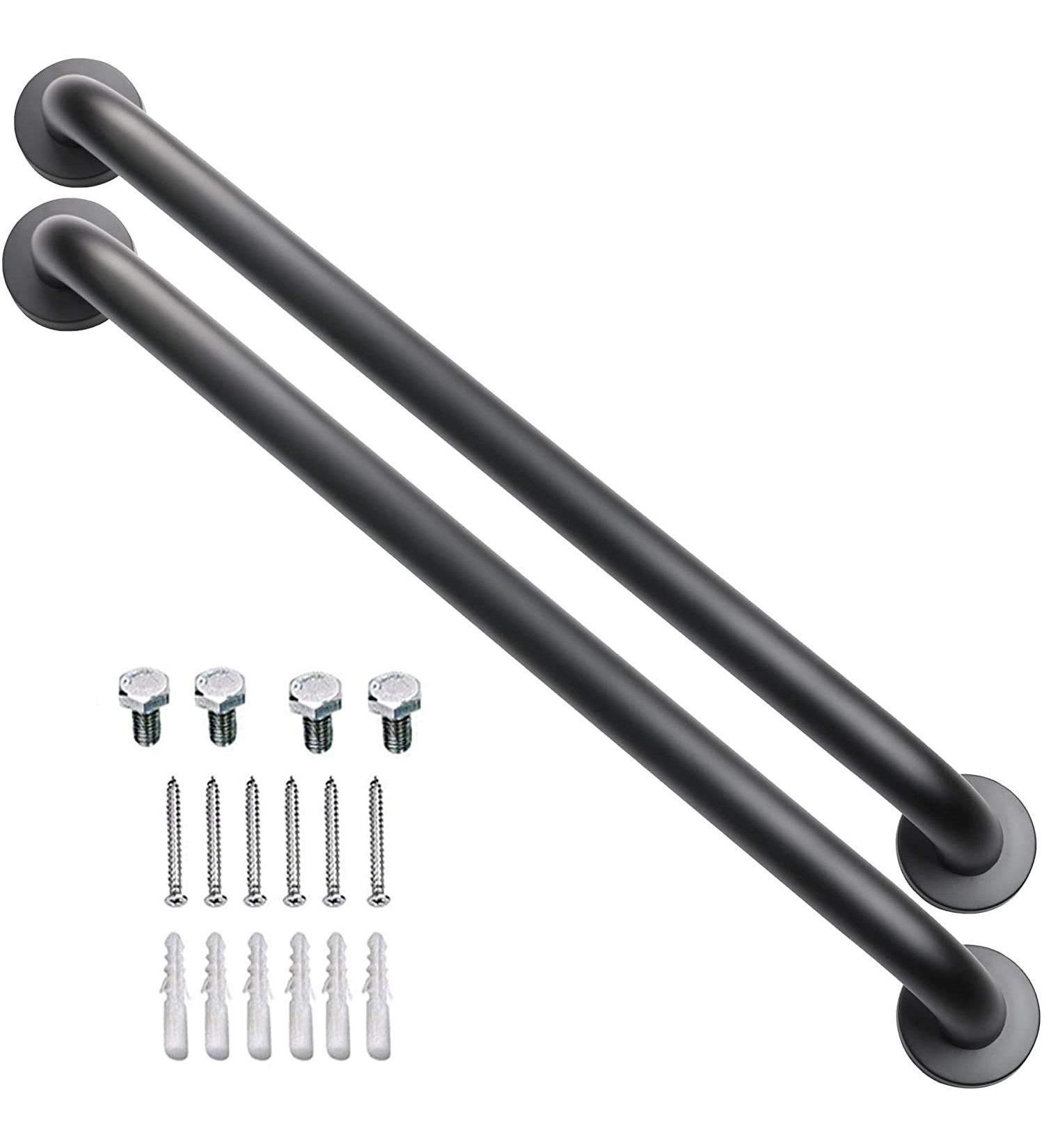 ZUEXT 2 Pack 24 Black Shower Grab Bars - Stainless Steel Bathroom Wall Handles for Safety and Support - Elderly and Handicap Accessible - Matte Black Finish - Buy Online on GoSupps.com