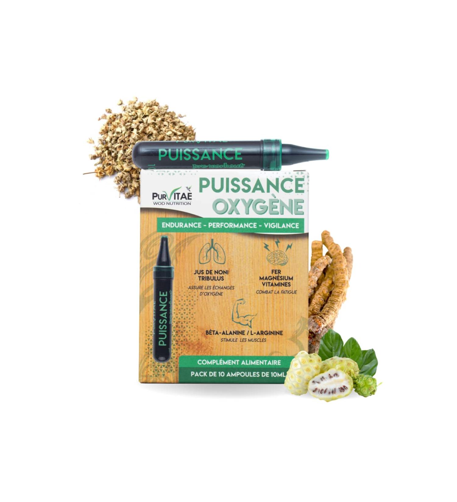 Tribulus Cordyceps Amino Acids and Vitamins | Oxygen Power Booster | Box of 10 Ampoules | Pure Vitae - Buy Online on GoSupps.com