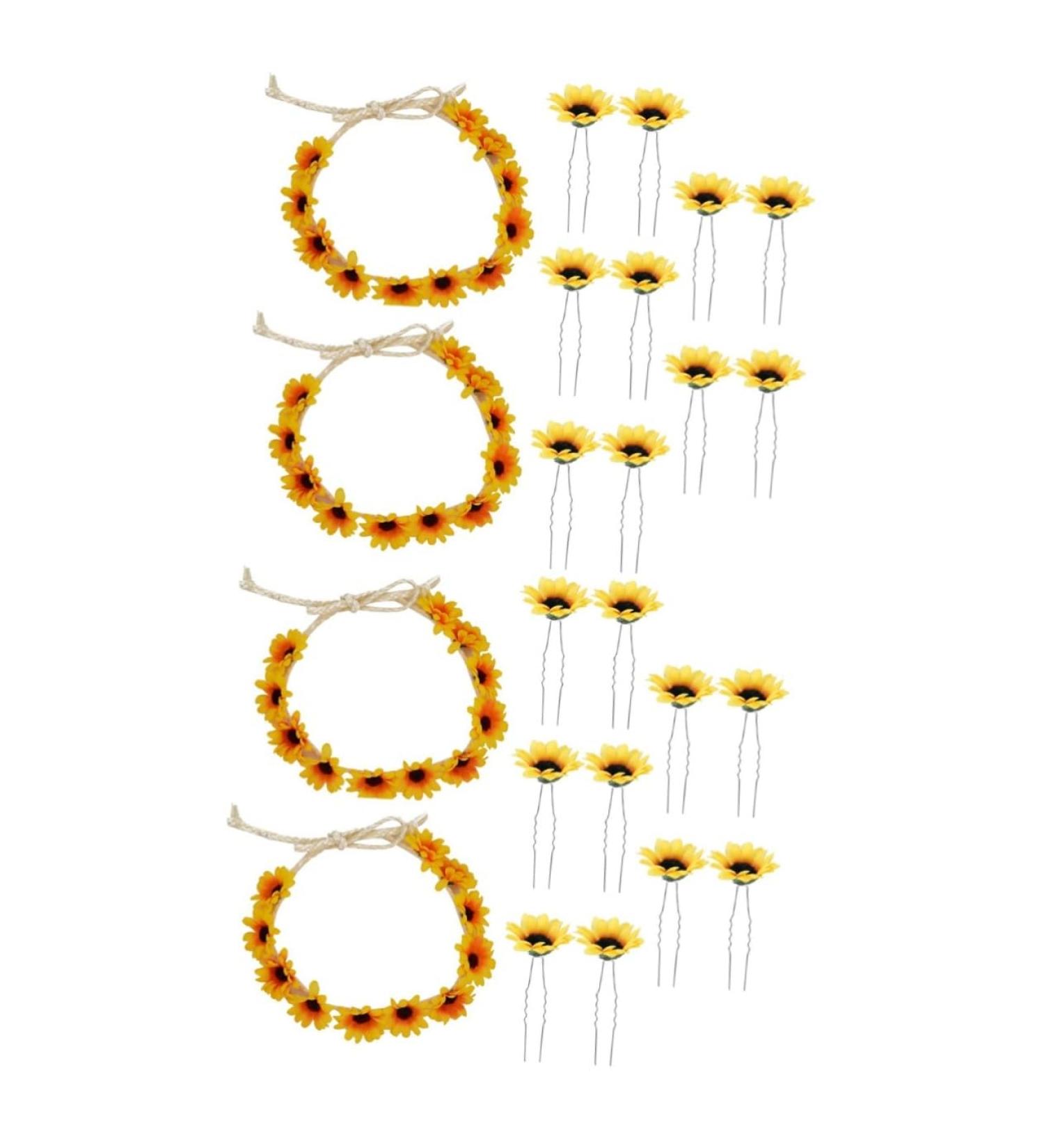 Angoily 4 Sets Hair Barrettes Hair Clip Tiara Sunflower Headband Headress Headgear Seaside Wreath Beach 1 count (Pack of 1) Yellowx2pcs - Buy Online on GoSupps.com