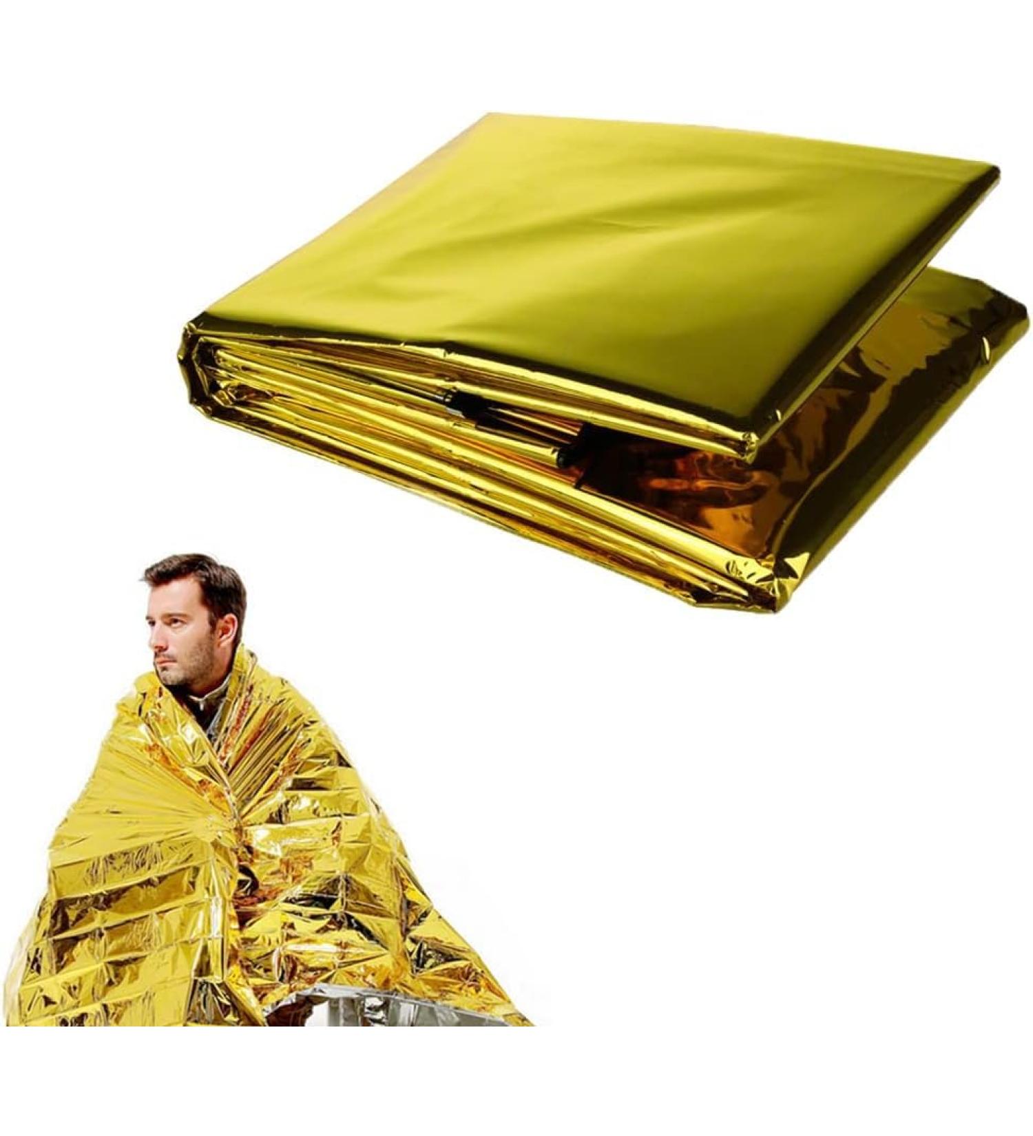 Multifunctional Rescue Blanket - Waterproof & Windproof Thermal Blanket for Hiking Camping & Skiing | Gold & Silver 160x210cm - Buy Online on GoSupps.com