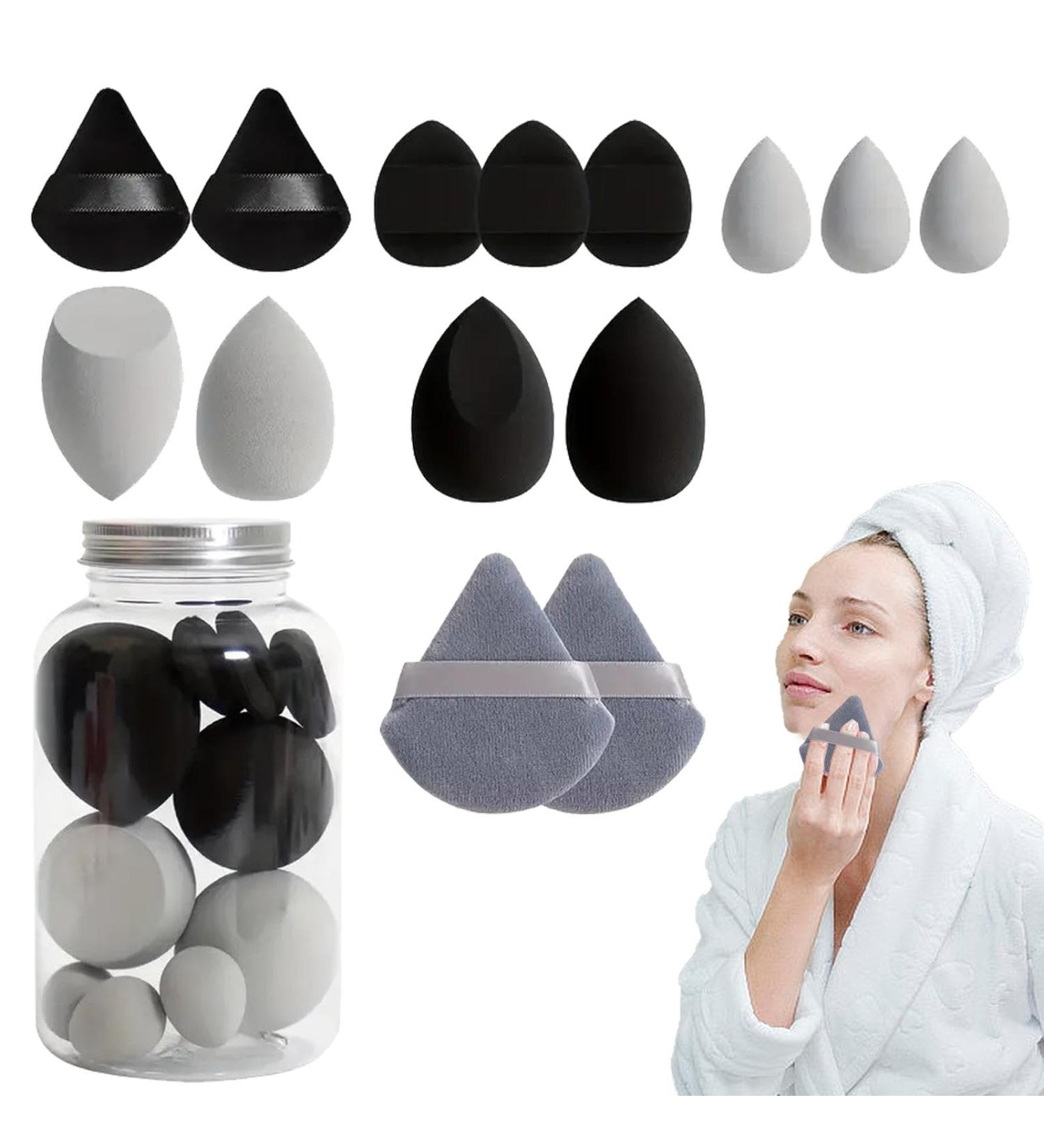 Setting Face Puff - Beauty Makeup Sponge Set - Portable Makeup Puff Blender Sponges Powder Puff for Blending Foundation Cream Black - Buy Online on GoSupps.com