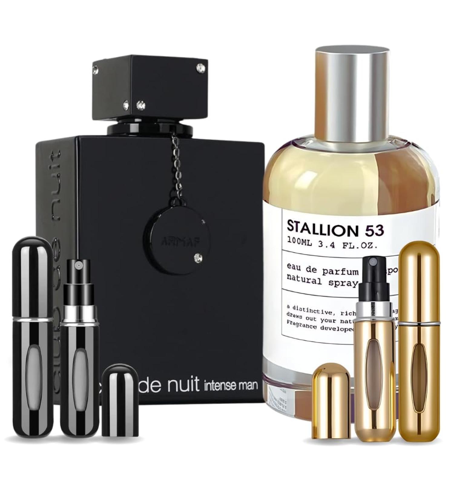 Men's Bundle Armaf Club De Nuit Intense Man 3.6oz EDT & Stallion 53 3.4oz EDP & 2 Empty Travel Perfume Atomizers -Spicy Woody Sweet- Long Lasting for Men - Buy Online on GoSupps.com