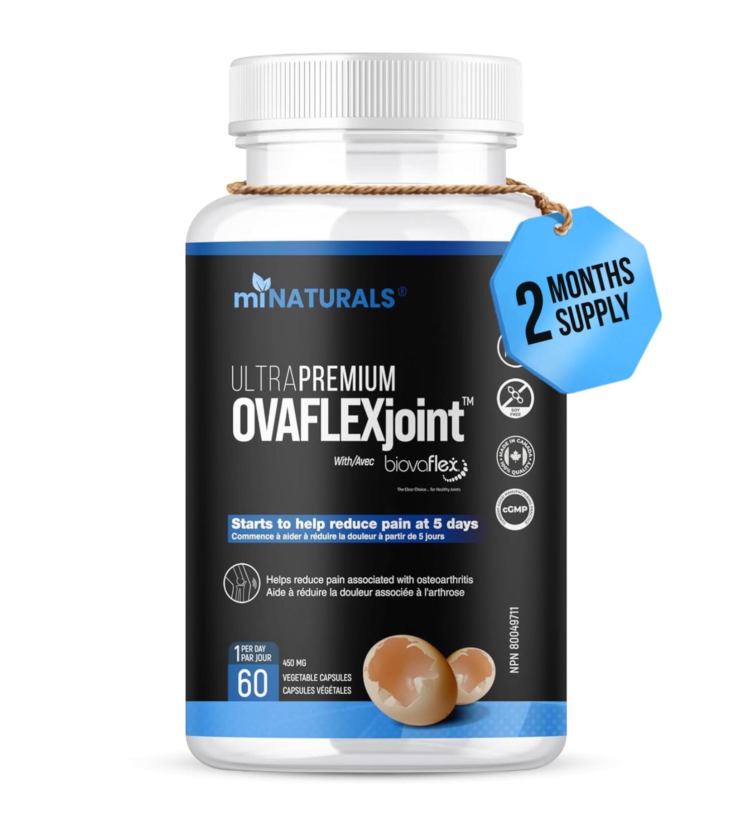 miNATURALS NEM Natural Eggshell Membrane Pills | Rapid Joint Pain Relief Supplements OVAFLEXjoint with BiovaFlex 60 ct. | Fast Arthritis Pain Relief | Starts working in 5 Days - Buy Online on GoSupps.com