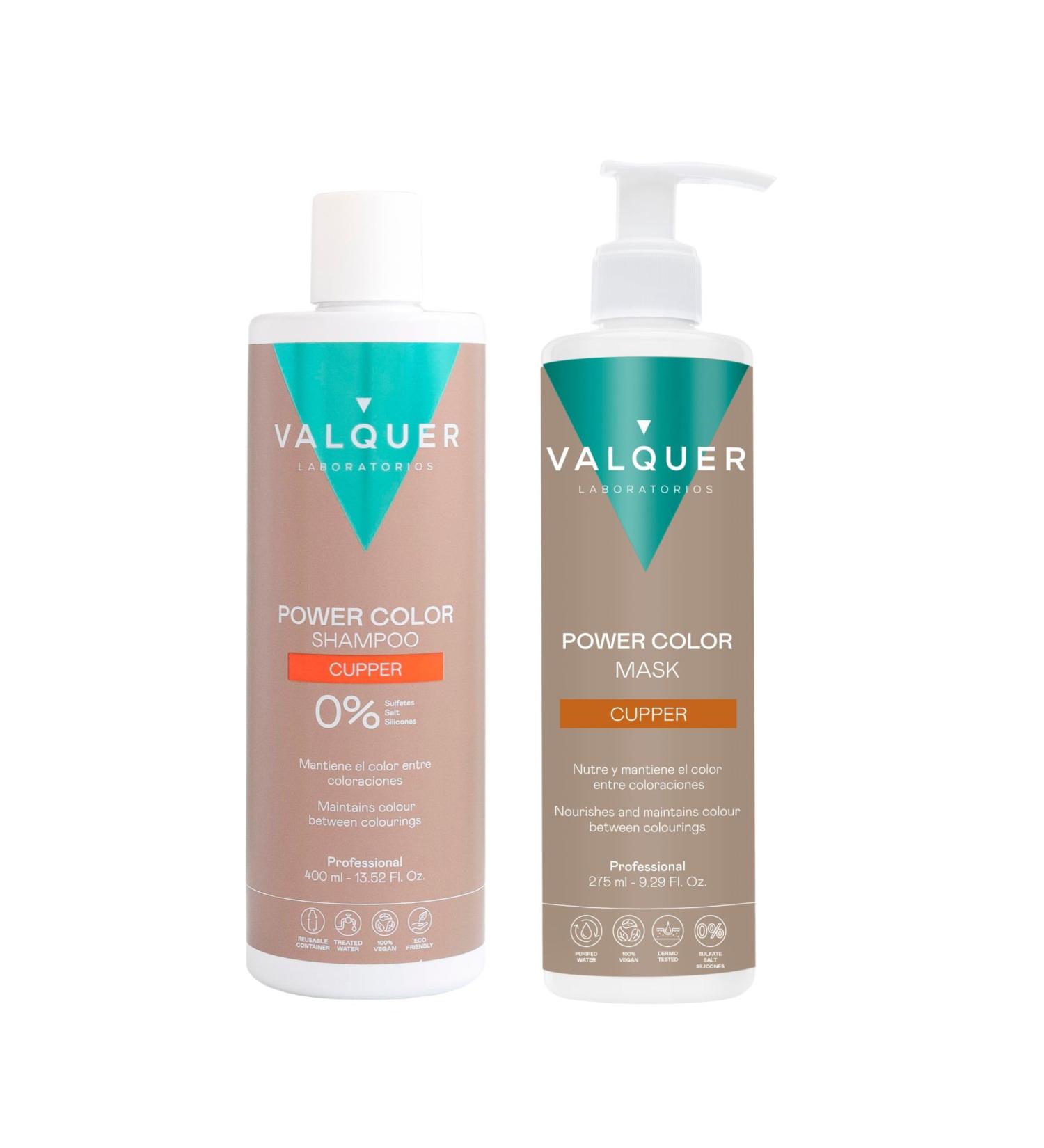 Valquer Laboratorios Valquer Power Color Pack for coppercolored hair Shampoo 400 ml + Mask 275 ml Temporary hair color - Buy Online on GoSupps.com