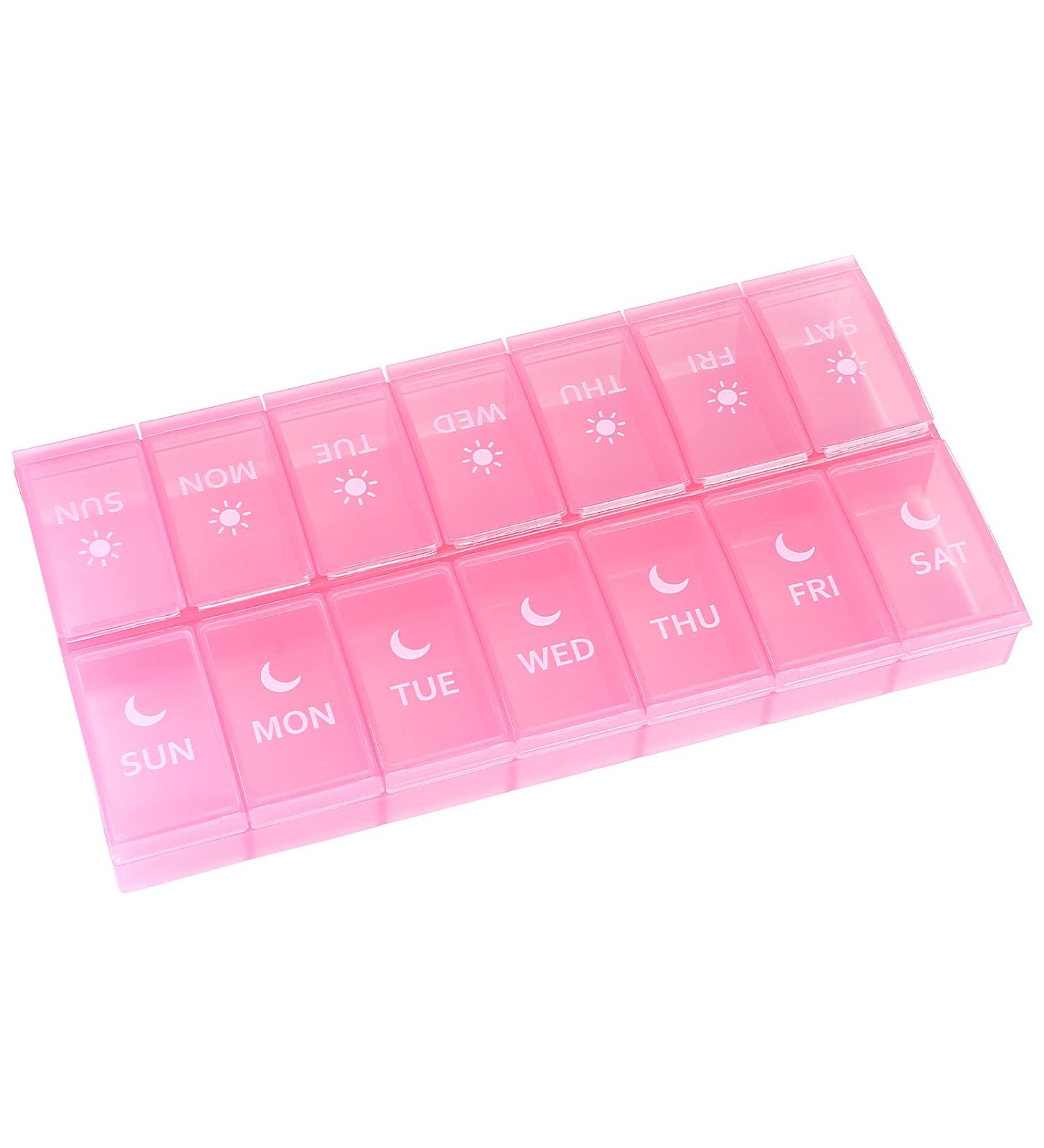Buy WLLHYF AM/PM Large Pill Organizer - 7-Day Weekly Pill Storage Case for Vitamins & Supplements - Big Capacity Pink | International Shipping Available - Buy Online on GoSupps.com