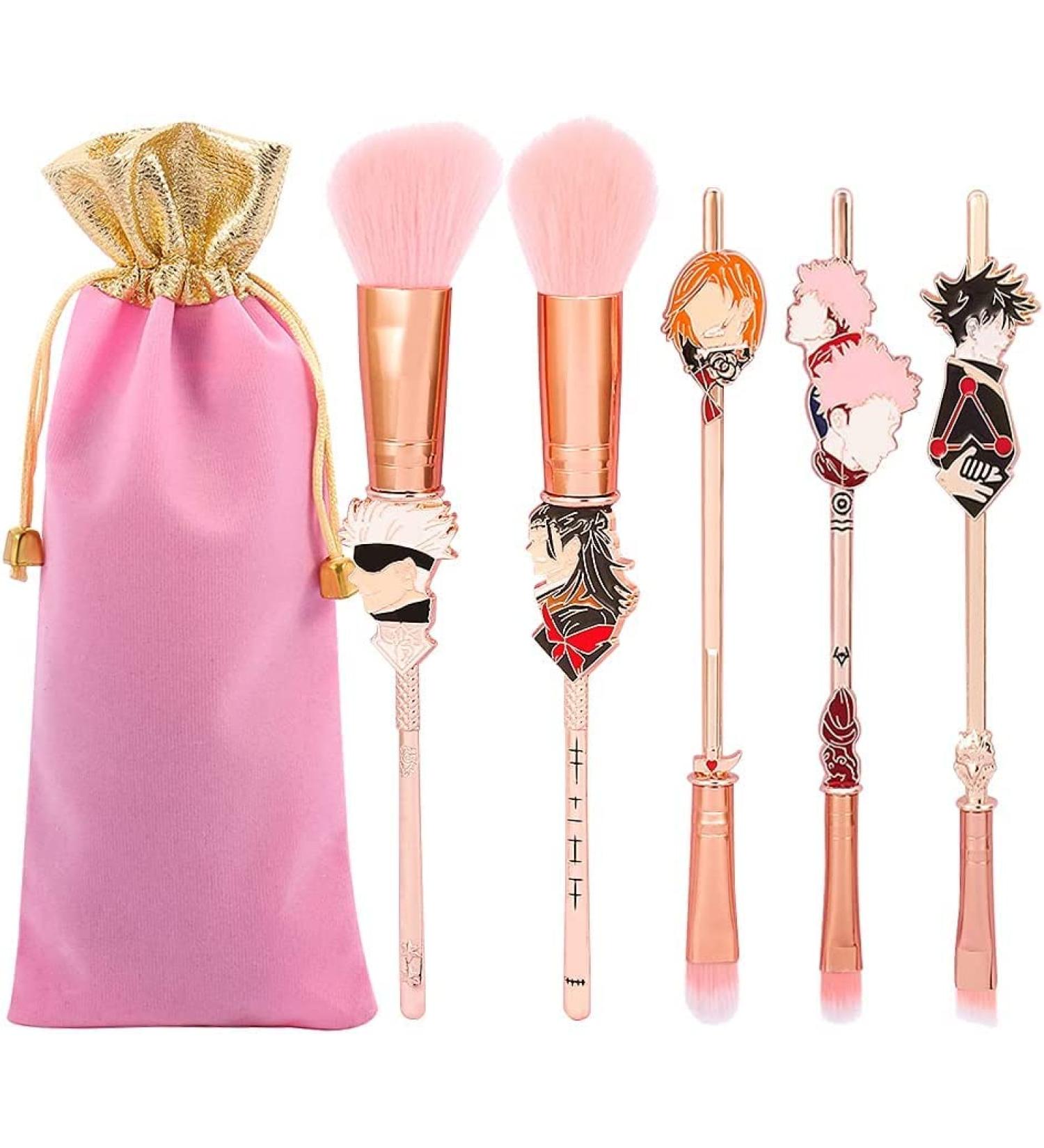 5 PCS Jujutsu Kaisen Makeup Brush Set - Anime Collection for Face & Eyes - Pink Metal Brushes for Foundation, Blush, Eyeshadow - Ideal Gift for Girls & Women - Buy Online on GoSupps.com