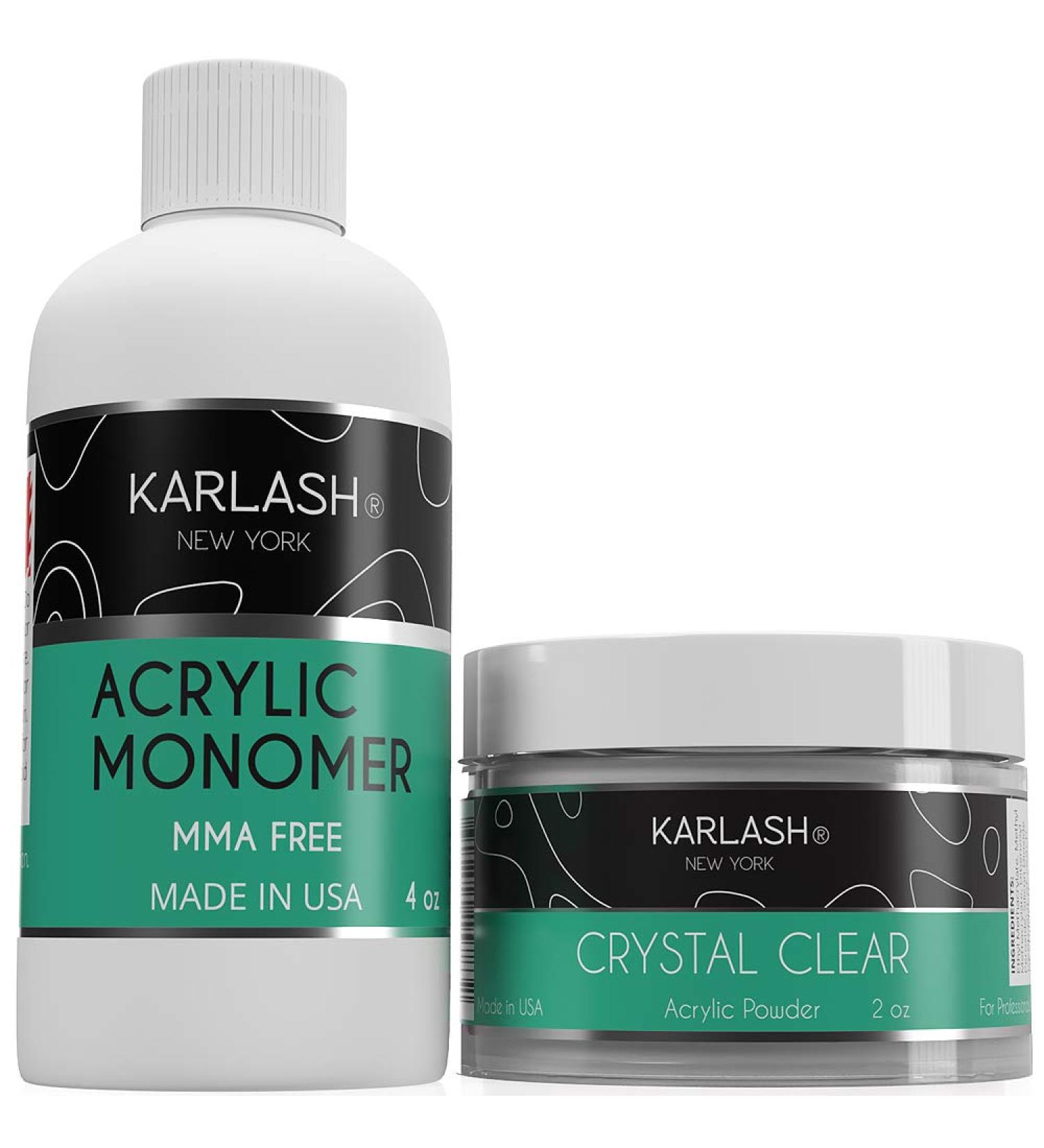 Karlash Professional Polymer Kit - Crystal Clear Acrylic Powder 2 oz + Acrylic Liquid Monomer 4 oz | MMA Free for Ultra Shine and Strong Nails - Buy Online on GoSupps.com