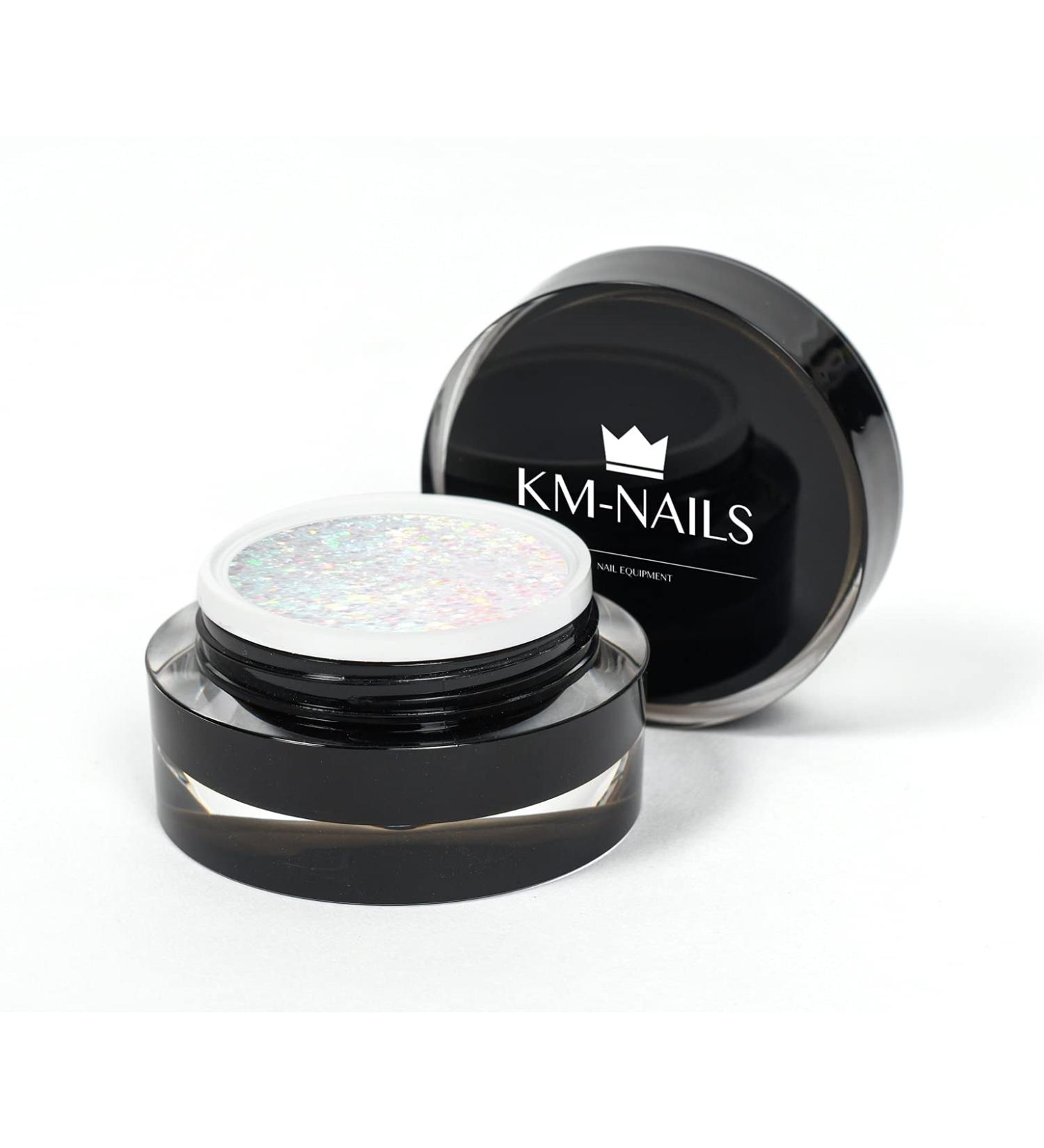 KM-Nails extreme diamond glitter gel white iridescent 15ml LED and UV curing