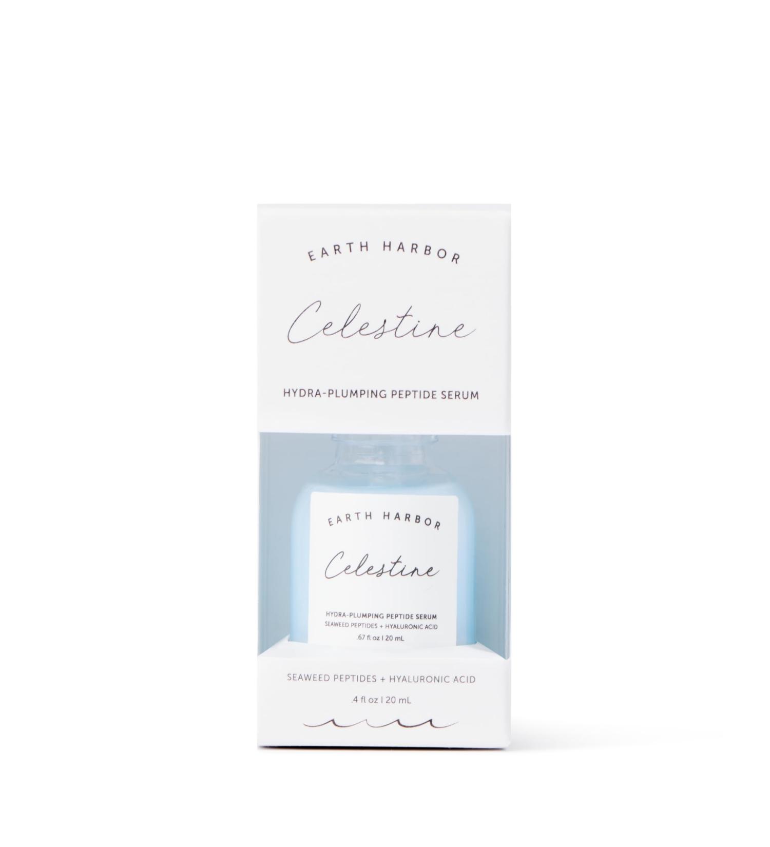 Earth Harbor | CELESTINE Hydra-Plumping Peptide Serum - Skin Elasticity & Replenishing Nutrients | Hyaluronic Acid + Seaweed Peptides | Plant-Based & Certified Vegan | (20ML)