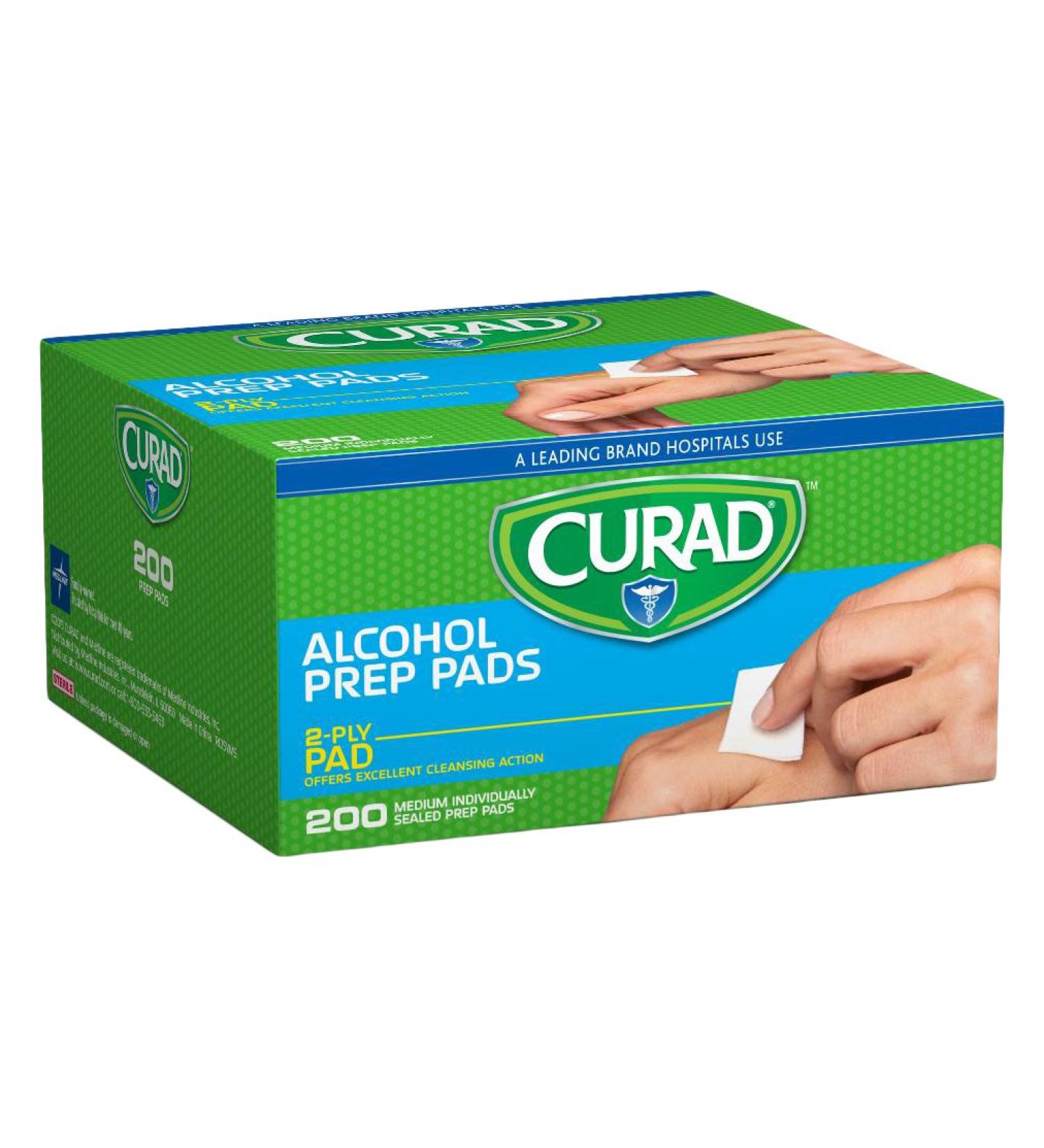 Medline CUR45581RB Curad Alcohol Prep Pads 200 Ea (1 Box)