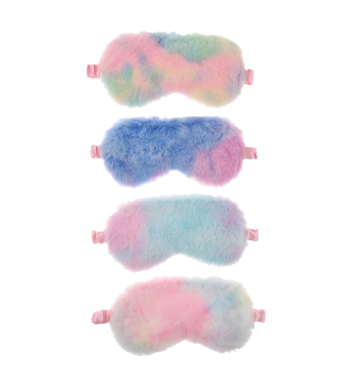 IUAQDP Plush Sleeping Eye Cover 4 Piece Set - Soft Fluffy Blindfold for Travel, Sleepovers, and Parties - Rainbow Colors - Buy Online on GoSupps.com