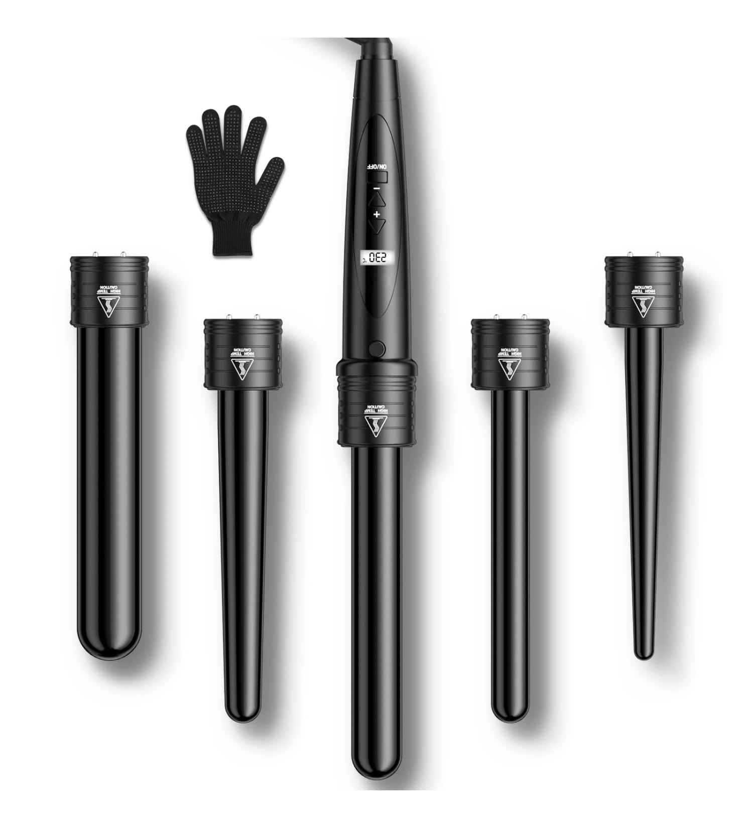 Buy Curling Iron 5 in 1 LCD Ceramic Coating - Multifunctional Wave Iron Kit ET-W301 Black | International Shipping Available - Buy Online on GoSupps.com
