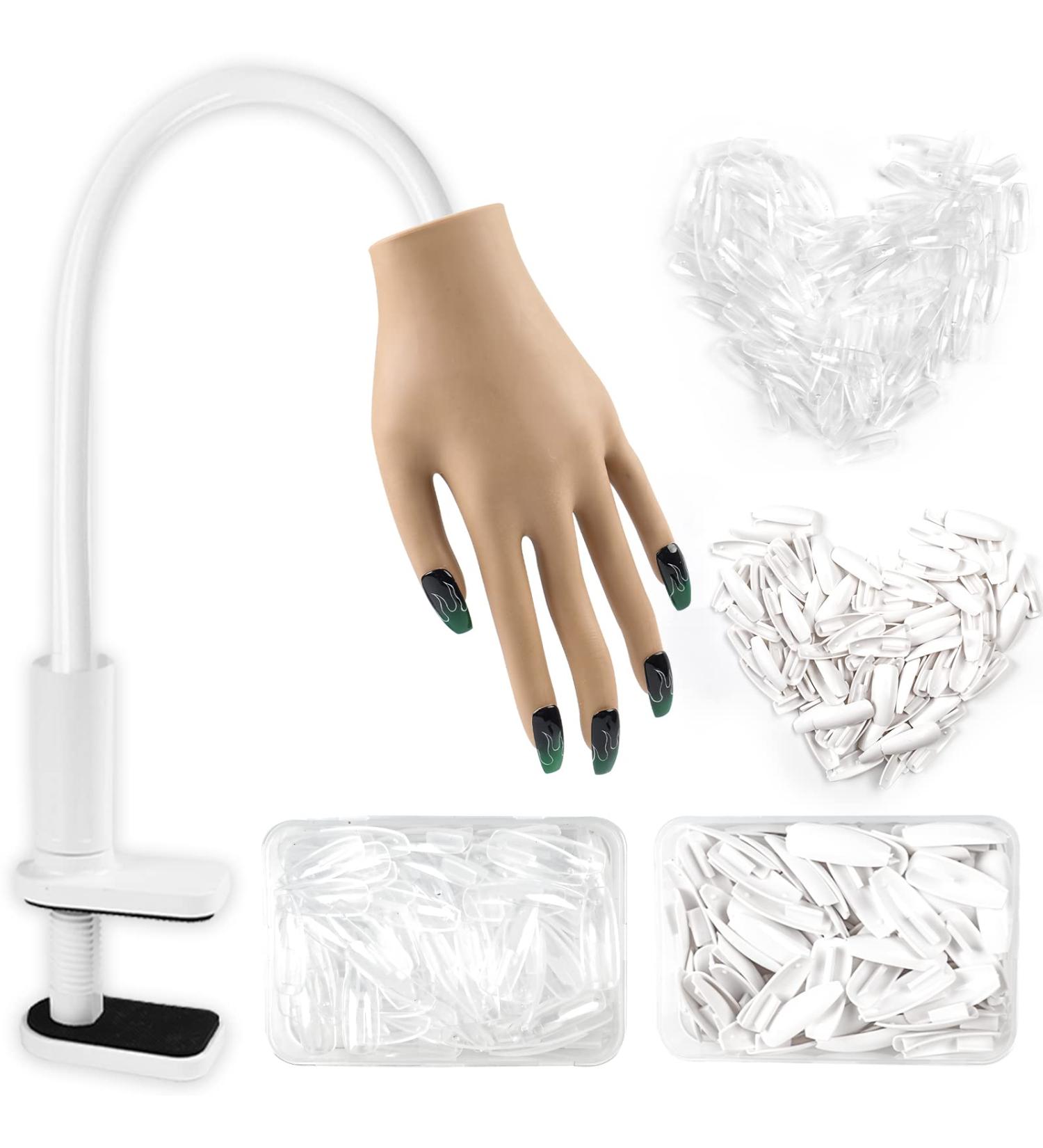 ANGNYA Silicone Nail Practice Hand with 200PCS Tips - Flexible Fake Hand for Acrylic Nails Practice - Buy Online on GoSupps.com
