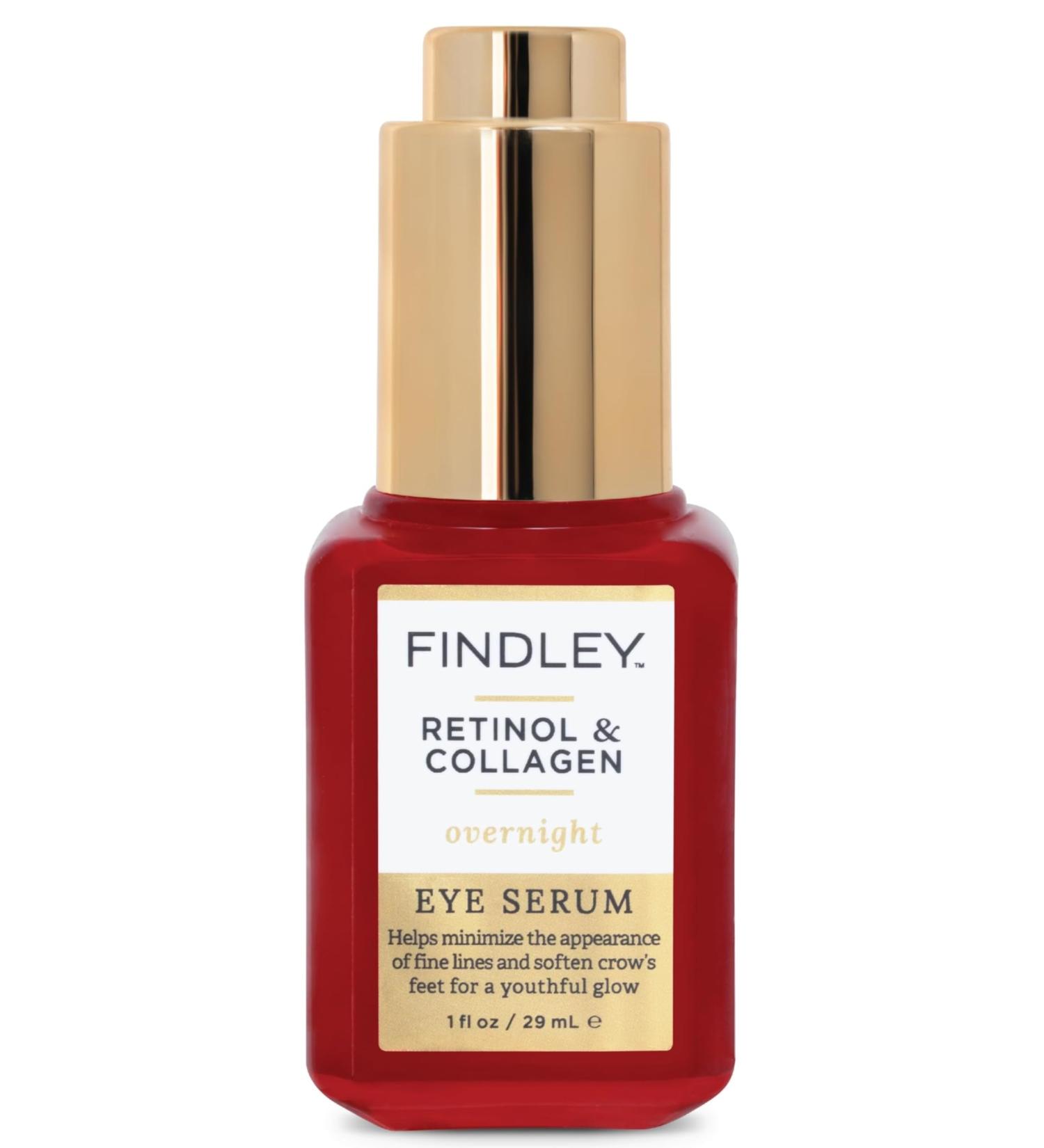 Findley Retinol & Collagen Overnight Eye Serum | Minimize Fine Lines & Soften Crow's Feet | Youthful Glow (1 Fl Oz) - Buy Online on GoSupps.com