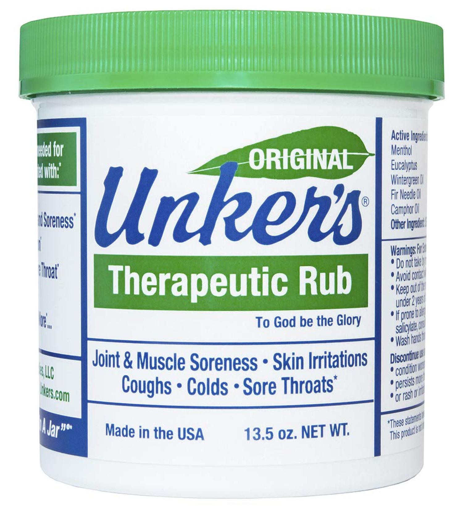 Unkers Therapeutic Rub 13.5oz - Joint Pain & Muscle Soreness Relief Cream - Buy Online on GoSupps.com