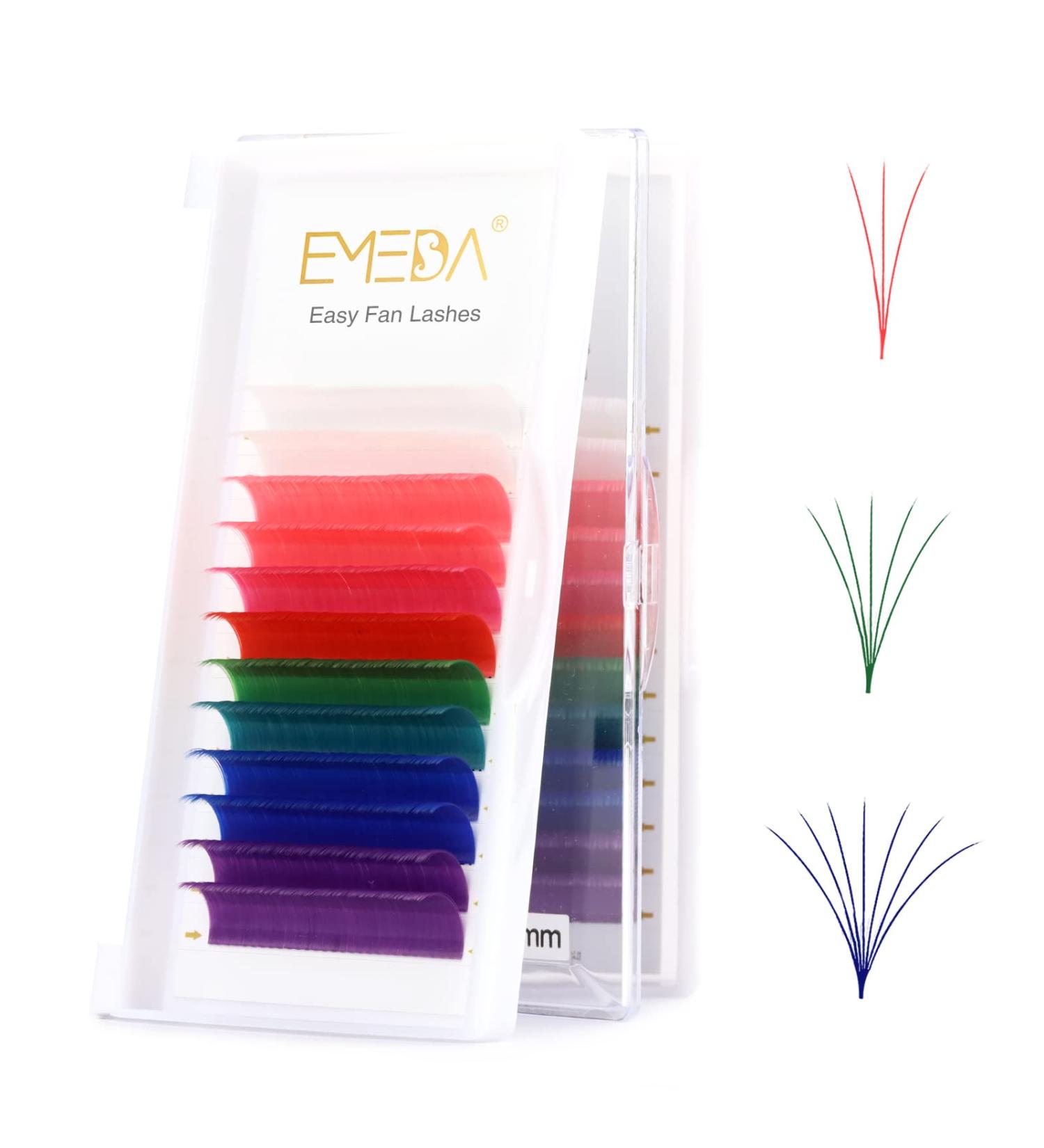 EMEDA Volume Lash Extensions Mix 8 Colored Easy Fan Self Fanning Volume Lashes D Curl 15mm - 15mm (Pack of 1) - Buy Online on GoSupps.com
