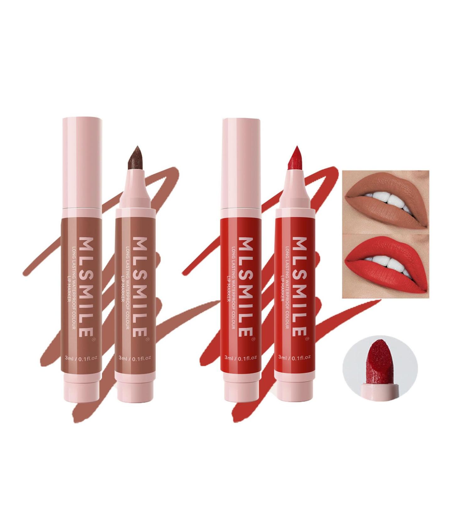Matte Red Brown Liquid Lip Liner Lip Stain Pen for Women Long Lasting Lip Marker with Precise Tip Natural Moisturizer Quick Dry Waterproof - Buy Online on GoSupps.com