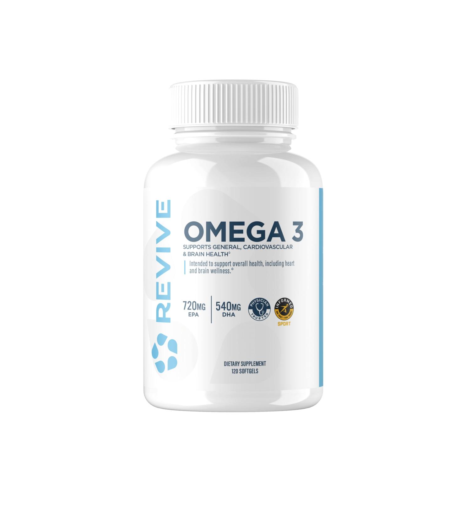 Revive MD Omega 3 Fish Oil Supplements for Men & Women Softgels with EPA & DHA Fatty Acids for Healthy Skin & Joints Heart & Brain Support Vegan-Friendly Gluten-Free (120 Softgels) - Buy Online on GoSupps.com
