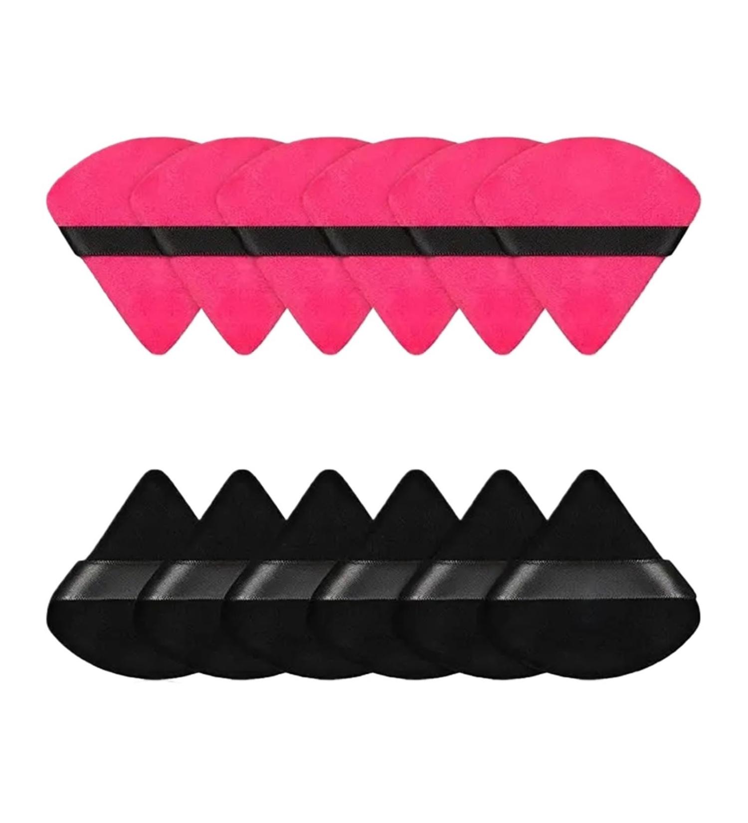 SBTRKT Triangle Velvet Powder Puff - 2/12Pcs Makeup Sponges for Face & Eyes - Black & Rose Red Cosmetic Tool for Contouring & Foundation - Buy Online on GoSupps.com
