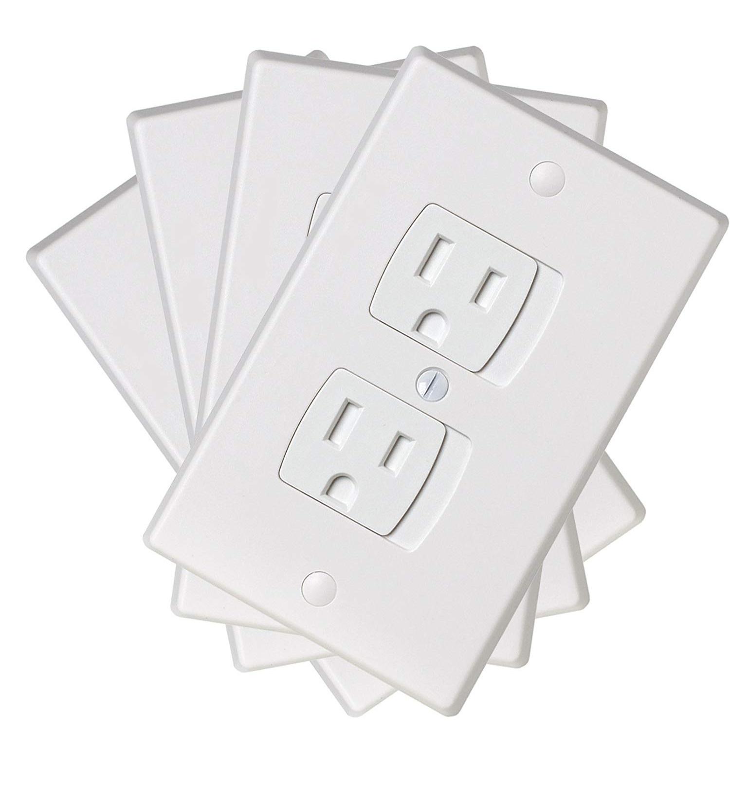 Ziz Home Self-Closing Childproof Outlet Covers | 4 Pack | White | Universal Electric Outlet Cover - Baby Proof Kit - Child Safety Wall Socket Plug - Durable ABS Plastic - Protection | Proofing - Buy Online on GoSupps.com