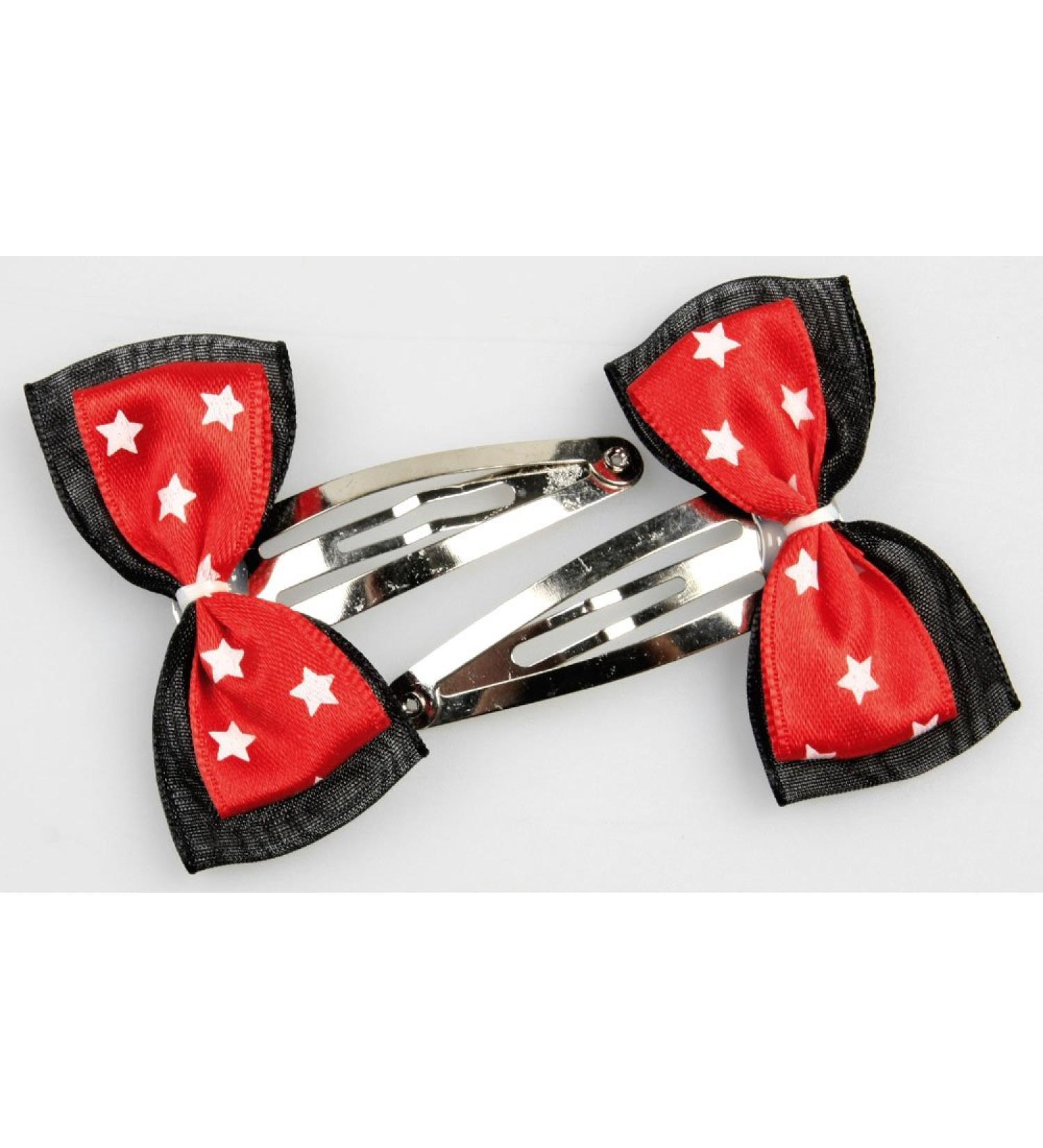 Order red black with white stars - Rockabilly loop hair clip hair clip hair clip hair clip hair jewelry rock n roll rockabella polka dots