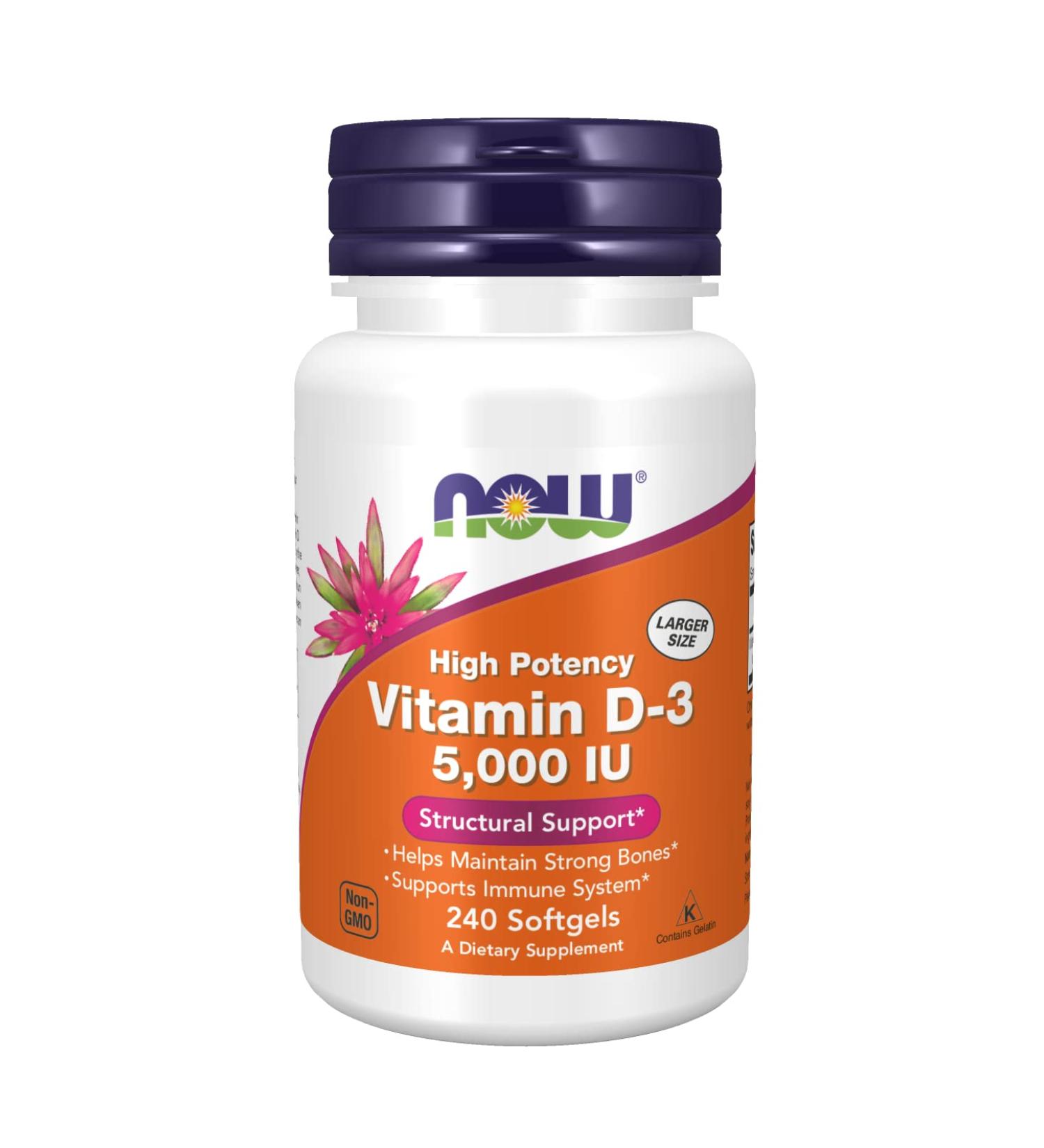 Now Vitamins D-3 5000 IU - 240 SOFTGELS (3 Pack)
