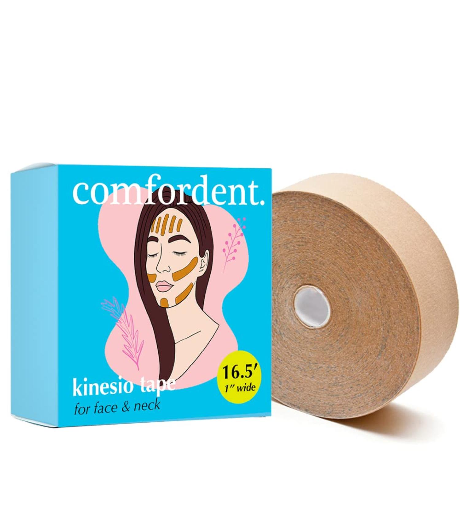 Comfordent Face & Neck Lift Kinesio Tape - Non-Invasive Wrinkle Remover - V-Line Chin Skin Lifting Patch Roll (Beige) - Buy Online on GoSupps.com