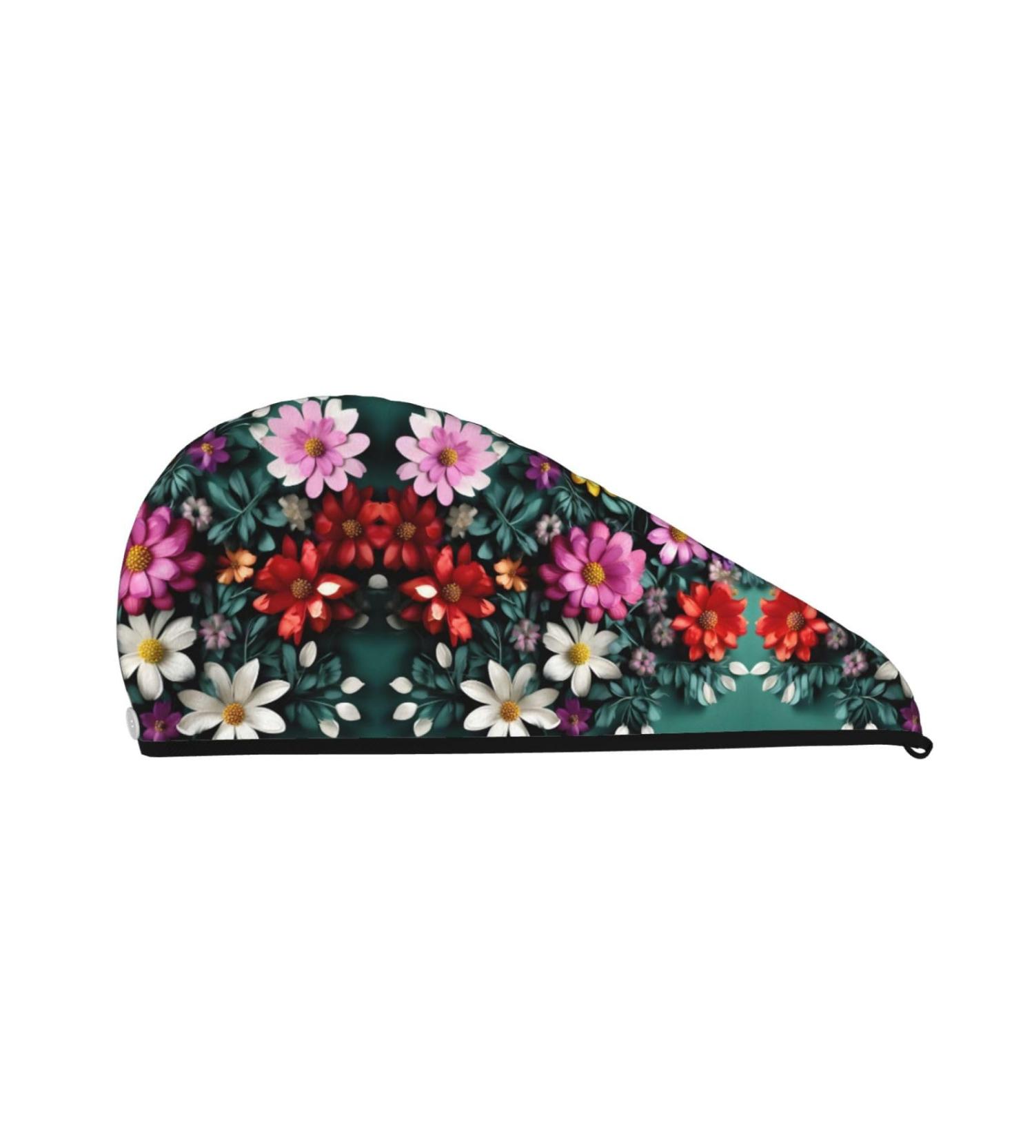 Flower Art Coral Velvet Hair Cap | Unisex Wet Towel Wrap for Bathroom Pool Party & Beach Accessory - Buy Online on GoSupps.com