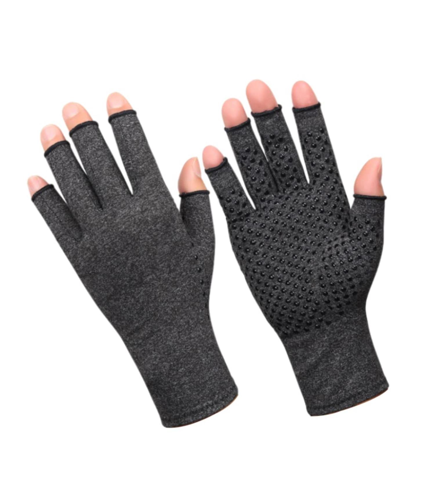 Compression Gloves for Carpal Tunnel Relief - Fingerless Non-Slip Grey Recovery Gloves - Large Size 1 Pair - Buy Online on GoSupps.com