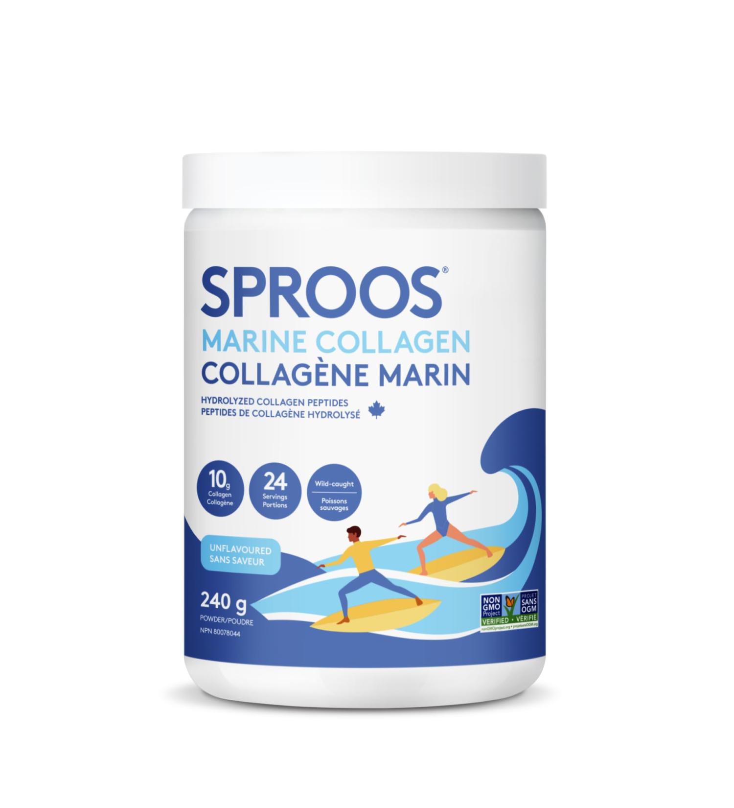 Sproos Premium Marine Collagen Peptide Powder | Wild-Caught Non-GMO and Gluten-Free | Unflavoured and Odourless Tub 240g - Buy Online on GoSupps.com
