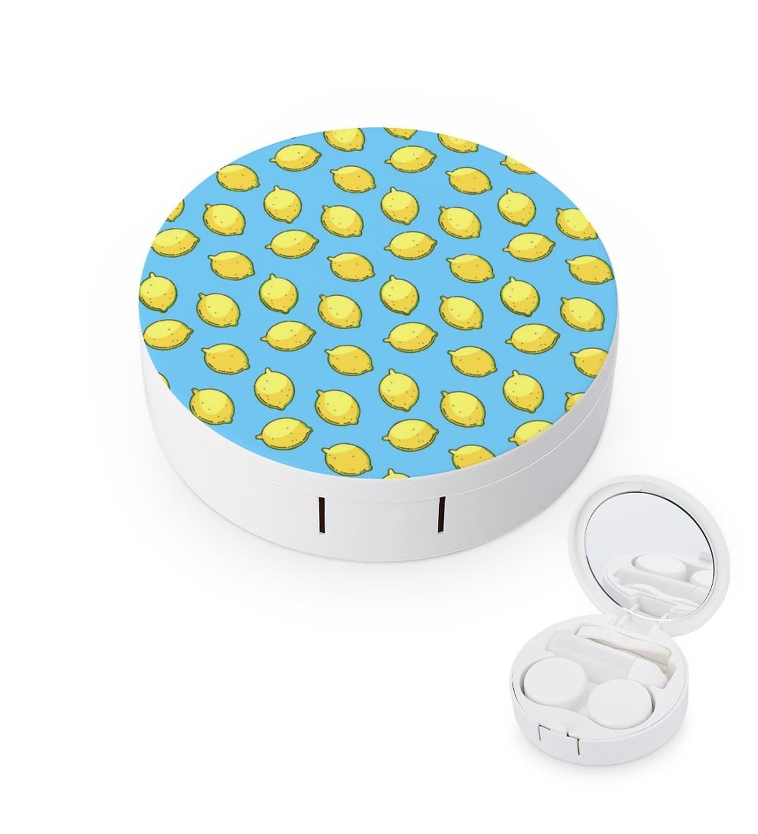 Lemon Blue Contact Lens Case | Portable Travel Lens Box with Mirror - Stylish & Functional - Buy Online on GoSupps.com
