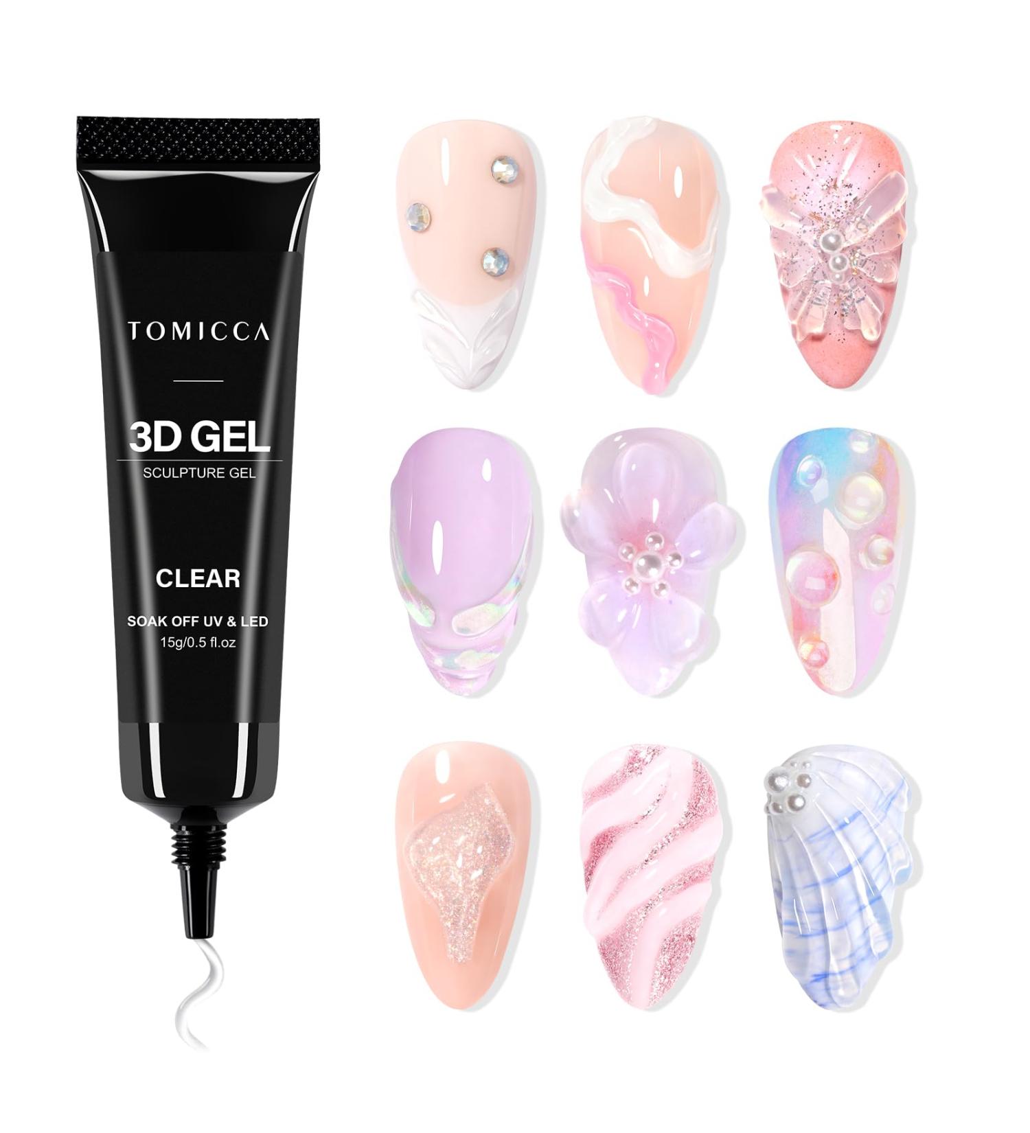 TOMICCA 3D Nail Art Gel 15g Multifunctional Nail Glue Sculpting Gel Rhinestone Glue for Nail Charms DIY Nail Design - Buy Online on GoSupps.com