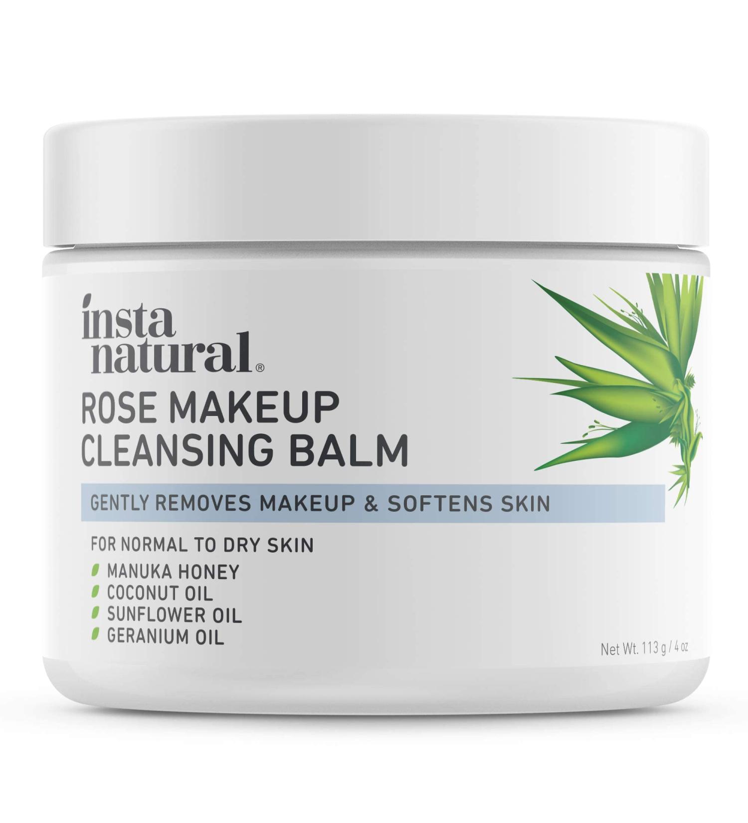 InstaNatural Rose Makeup Cleansing Balm - Hydrating 4 oz | Gentle Makeup Remover - Buy Online on GoSupps.com