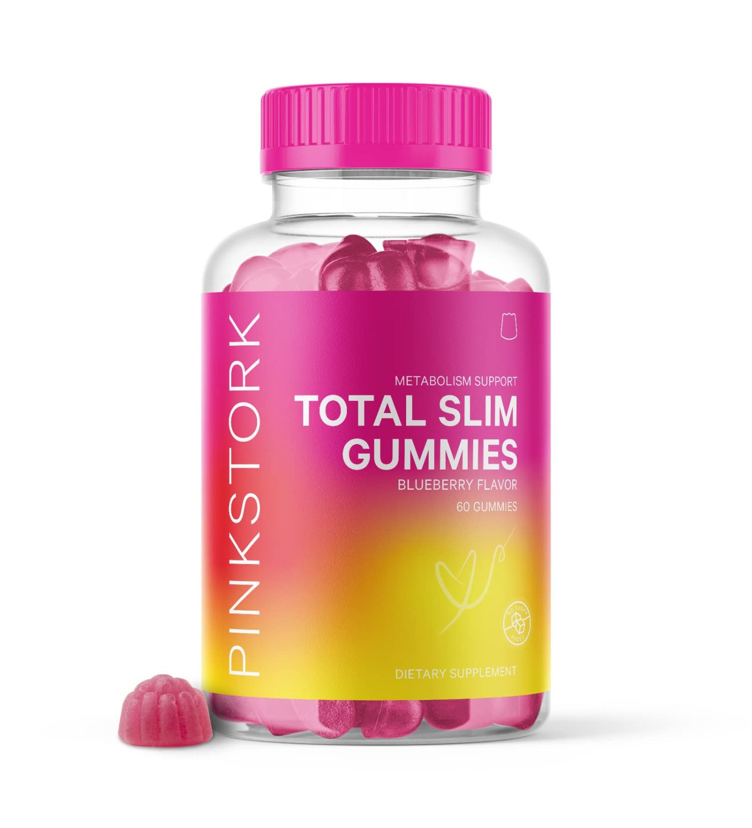 Pink Stork Total Slim Gummies - Sugar-Free Energy Gummy for Women - Metabolism and Post-Workout Support - 60 Blueberry Gummies - Buy Online on GoSupps.com