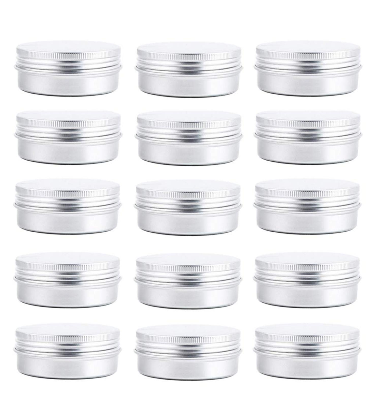 24 Empty Silver Aluminum Doses - 60 ml Round Cosmetic Trial Boxes with Lock | Ideal for Tea Spices Eyeshadow Lip Balm Travel & Crafts - Buy Online on GoSupps.com