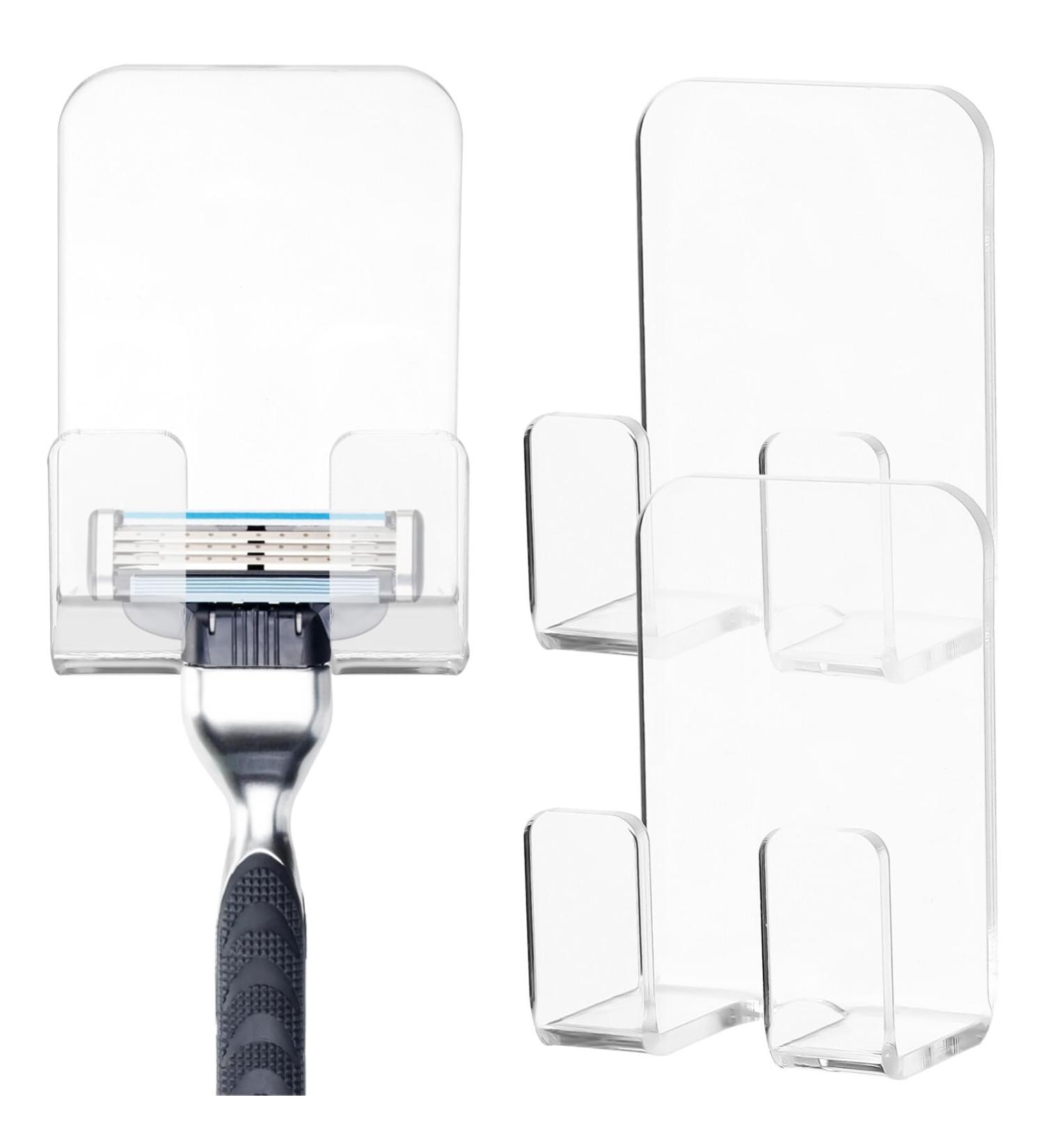 MIKIKIT 3-Pack Transparent Shower Razor Holder with Suction - No Punching Acrylic Bracket for Easy Mounting - Buy Online on GoSupps.com