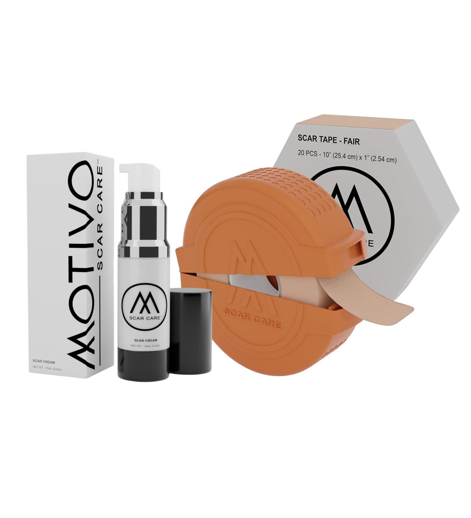 Motivo Advanced Scar Care Bundle: Scar Tape & Cream - Water & Sweat Resistant | Ideal for Surgical, C-Section, Trauma, Acne Scars | 15ml - Suitable for All Skin Types - Buy Online on GoSupps.com