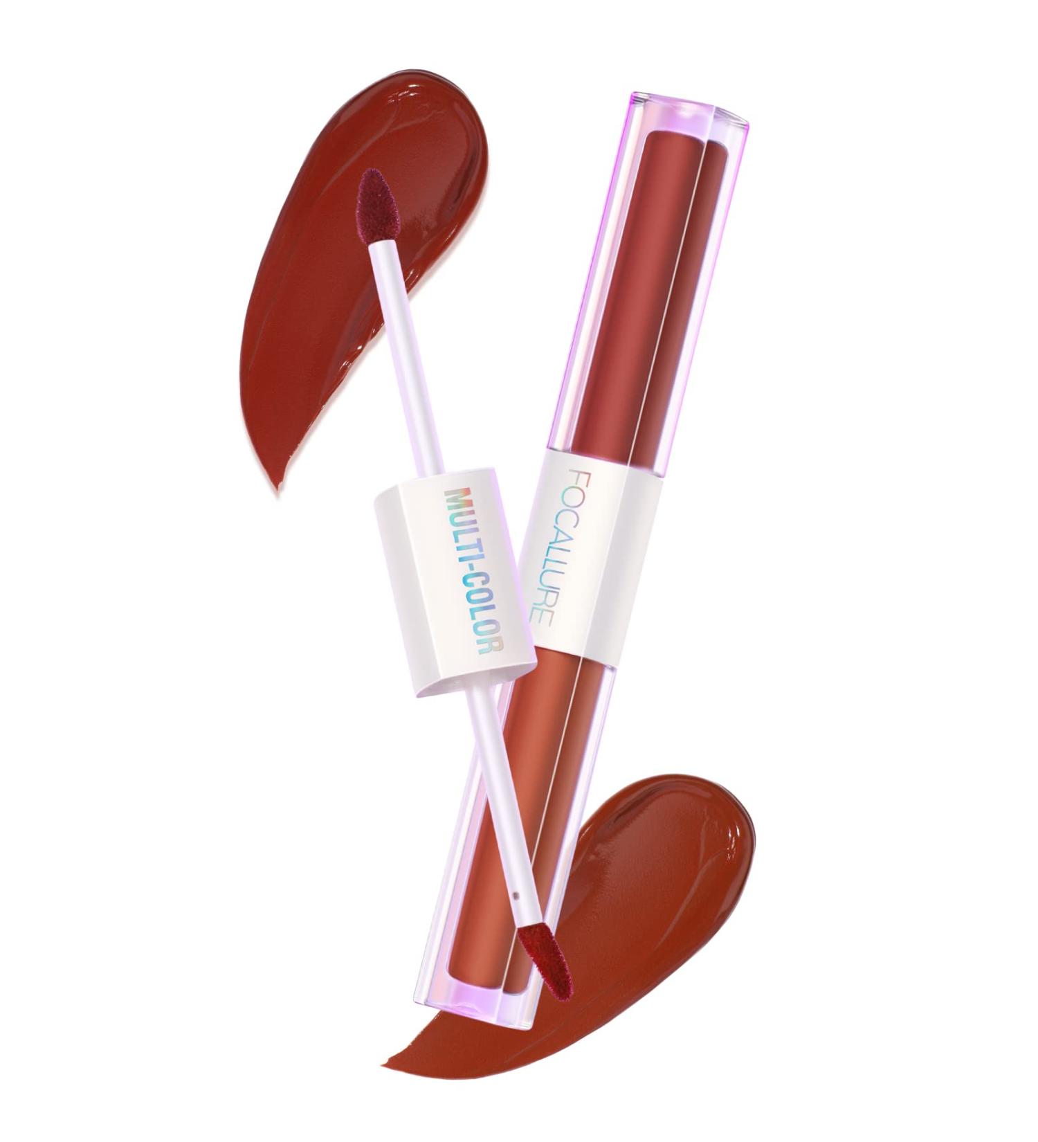 FOCALLURE 2 in 1 Dual Head Matte Velvet Lip Gloss | Long-Lasting Waterproof Liquid Lipstick | Non-Cracking & Anti-Transfer Makeup C01 - Buy Online on GoSupps.com