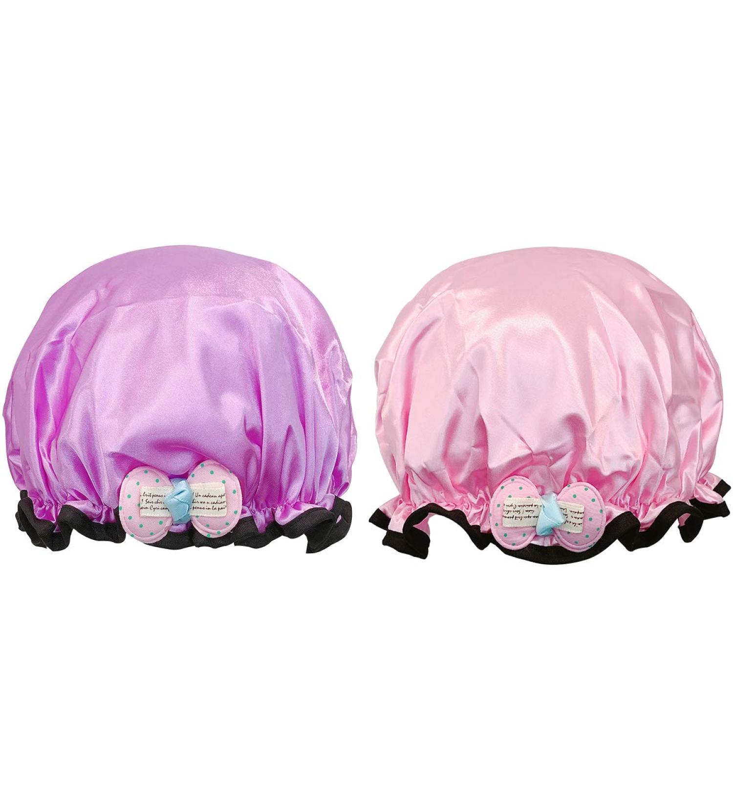 Wrapables Kids Double Layer Waterproof Shower Caps - Set of 2 with Precious Bow Design - Buy Online on GoSupps.com