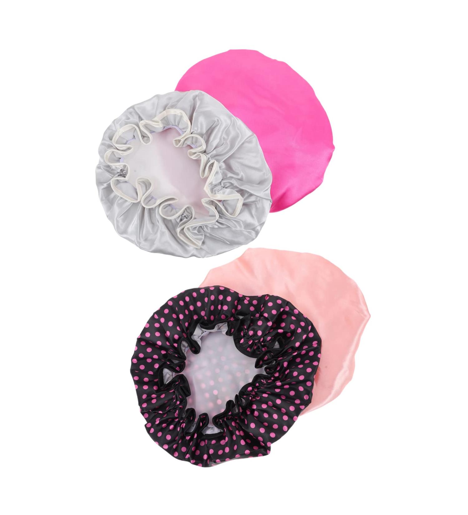 Satin Lined Shower Cap Set for Women - 4pc Flower Pattern Turbans | Washable & Stylish Hair Bonnets - Healeved - Buy Online on GoSupps.com