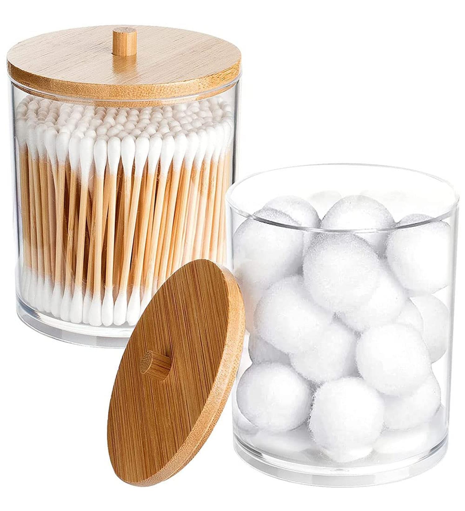 SRCasy 2-Piece Cotton Pad & Swab Holder - Stylish Makeup Container & Accessory Box for Cotton Pads & Earrings - International Shipping Available - Buy Online on GoSupps.com
