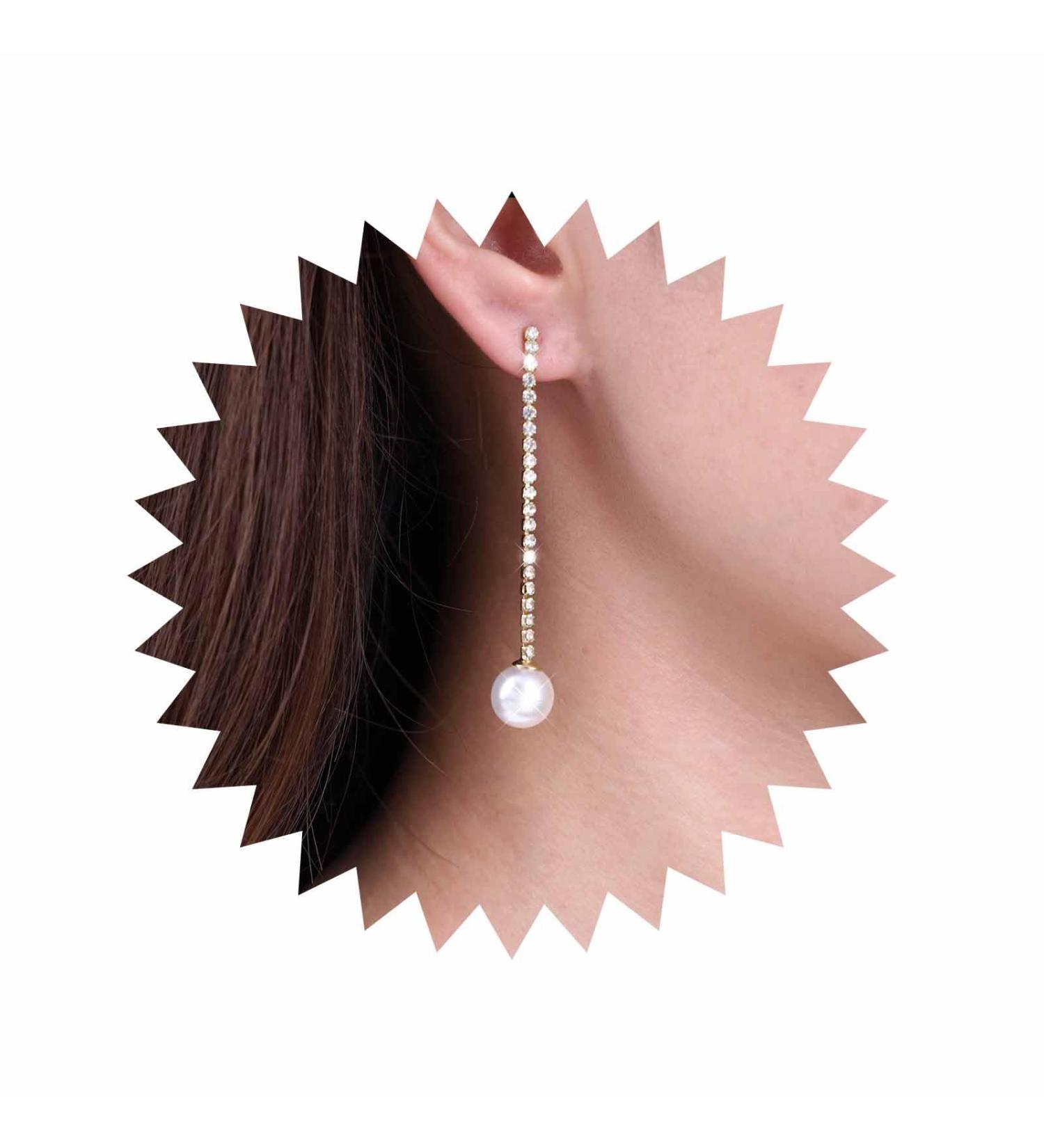 Shop Vintage Rhinestone Pearl Drop Earrings | Gold Tassel & Crystal Chain Jewelry for Women - Buy Online on GoSupps.com