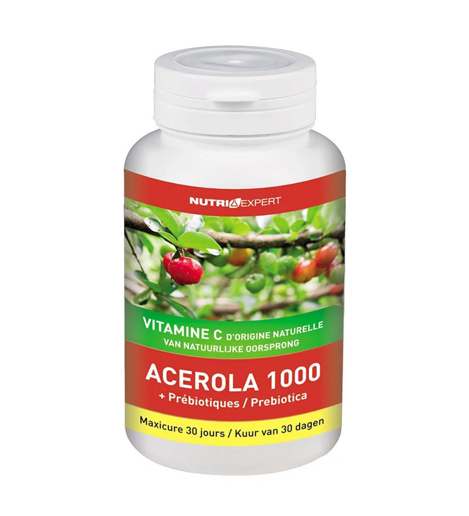 NUTRI EXPERT - Ac rola 1000 - Vitamine C d'origine naturelle - R duit la fatigue - Soutient l'immunit - Sans Gluten - Cure 30 jours - Buy Online on GoSupps.com