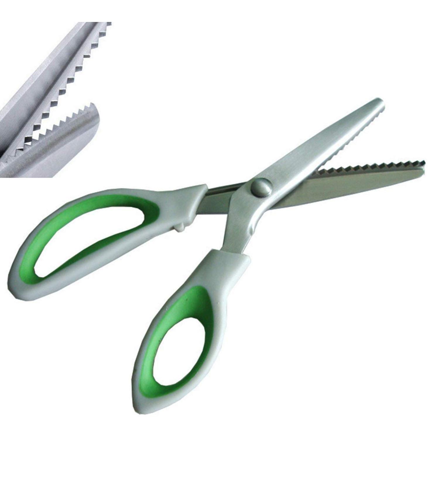 NEJLSD Ultra Sharp Pinking Shears for Fabric - Zig Zag Cut Scissors for Dressmaking - Comfort Grips Sewing Scissors - Professional Handheld (Green) - Buy Online on GoSupps.com