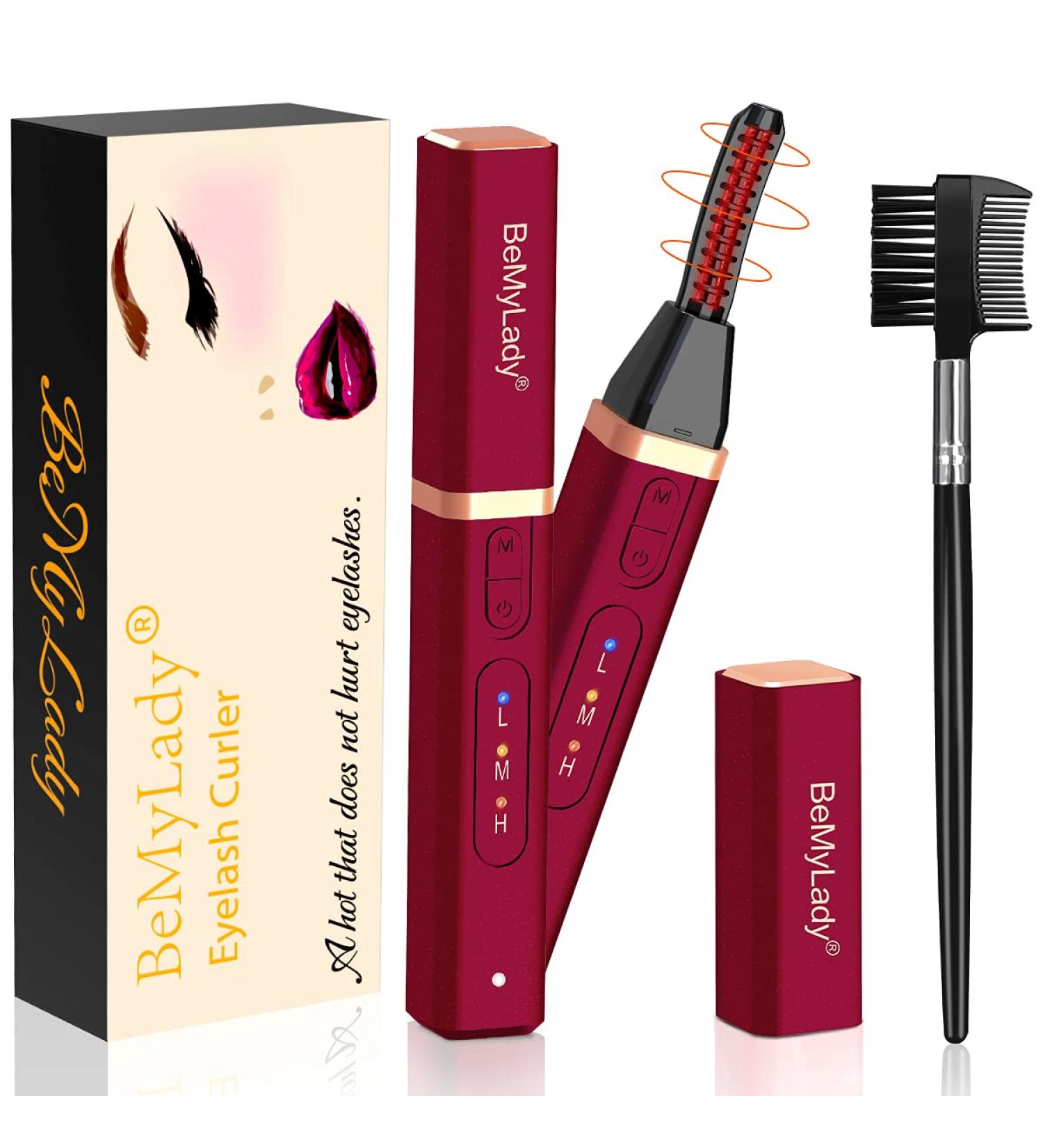 Heated Eyelash Curler USB Rechargeable Electric Eyelash Curler for Quick Natural Curling Long-Lasting Eyelashes Curl Tool Valentine's Gifts for Women (Heated Eyelash Curlers Rose Red) wml-c rose red - Buy Online on GoSupps.com
