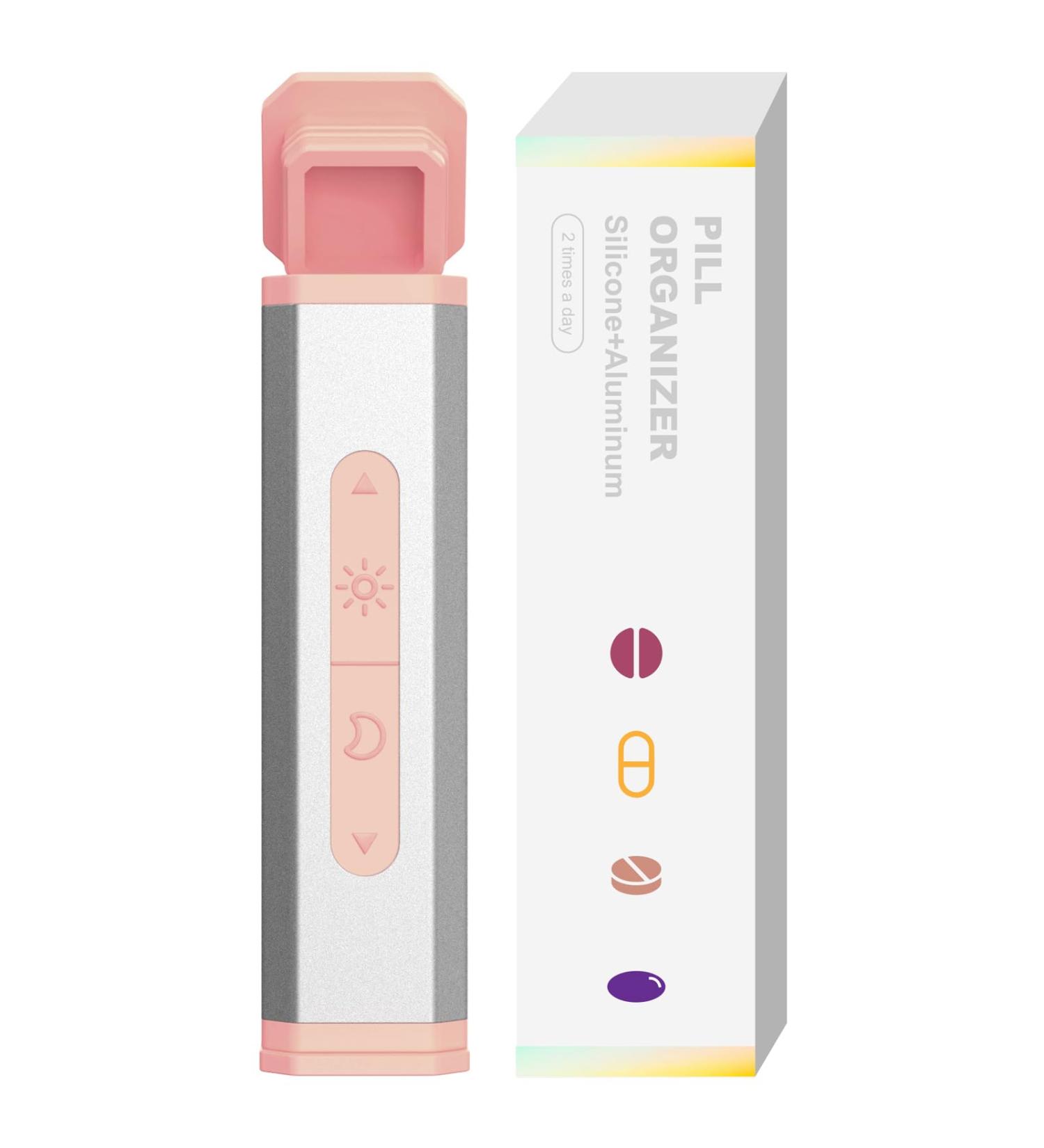 Buy Cute Pink Pill Organizer - Daily Twice A Day Travel Pill Case for Vitamins & Supplements - Buy Online on GoSupps.com